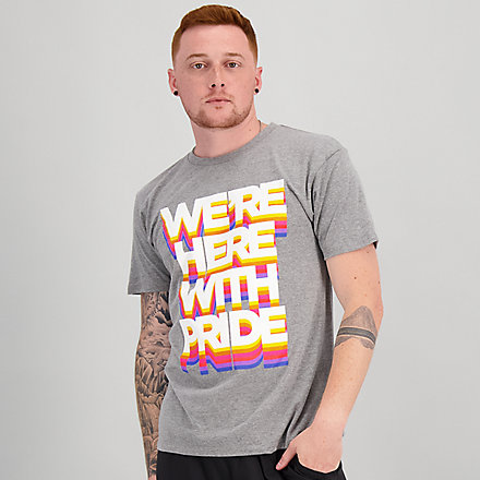 New Balance Pride We're Here With Pride Short Sleeve, MT21609QAG image number null