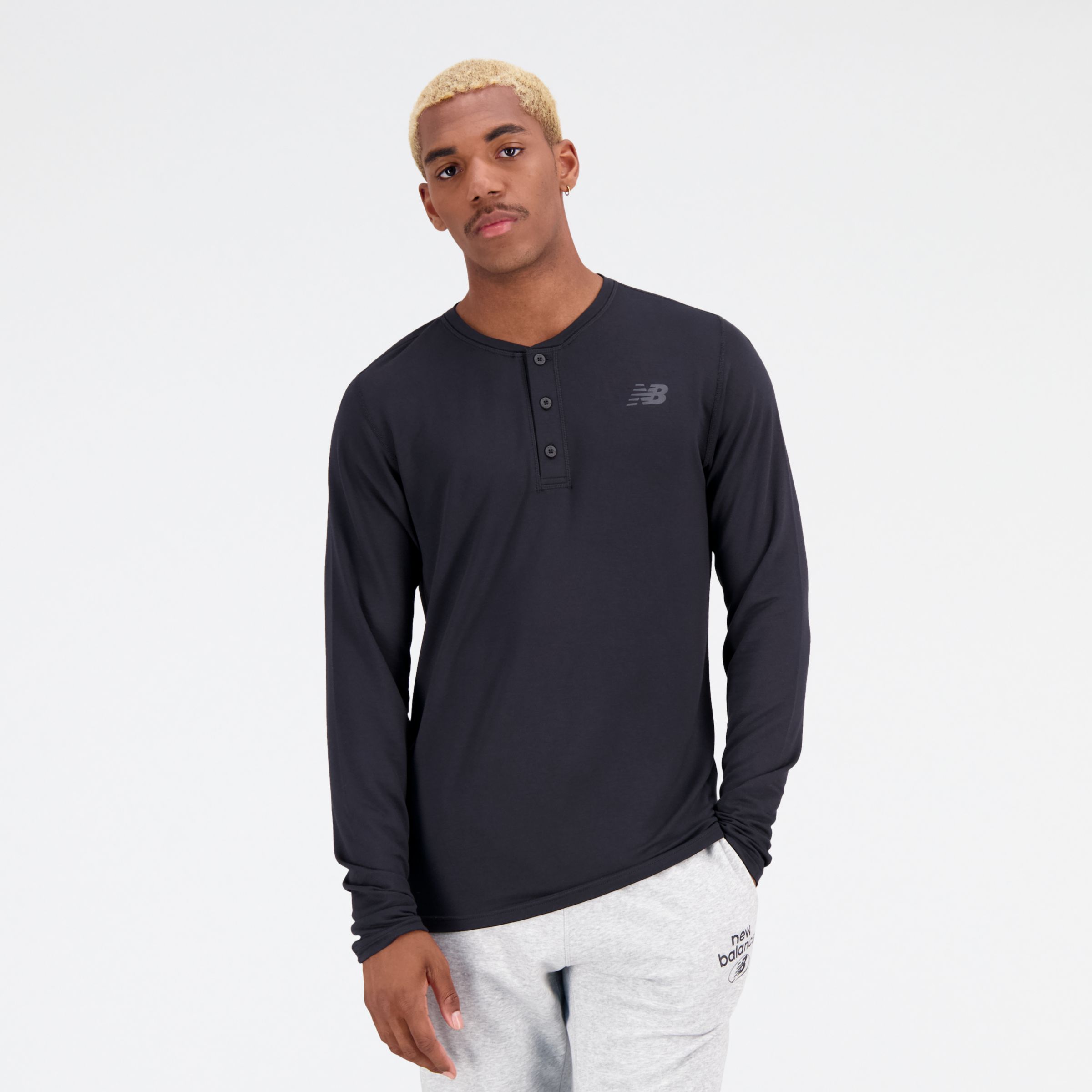 

New Balance Men's Baseball Henley Black - Black