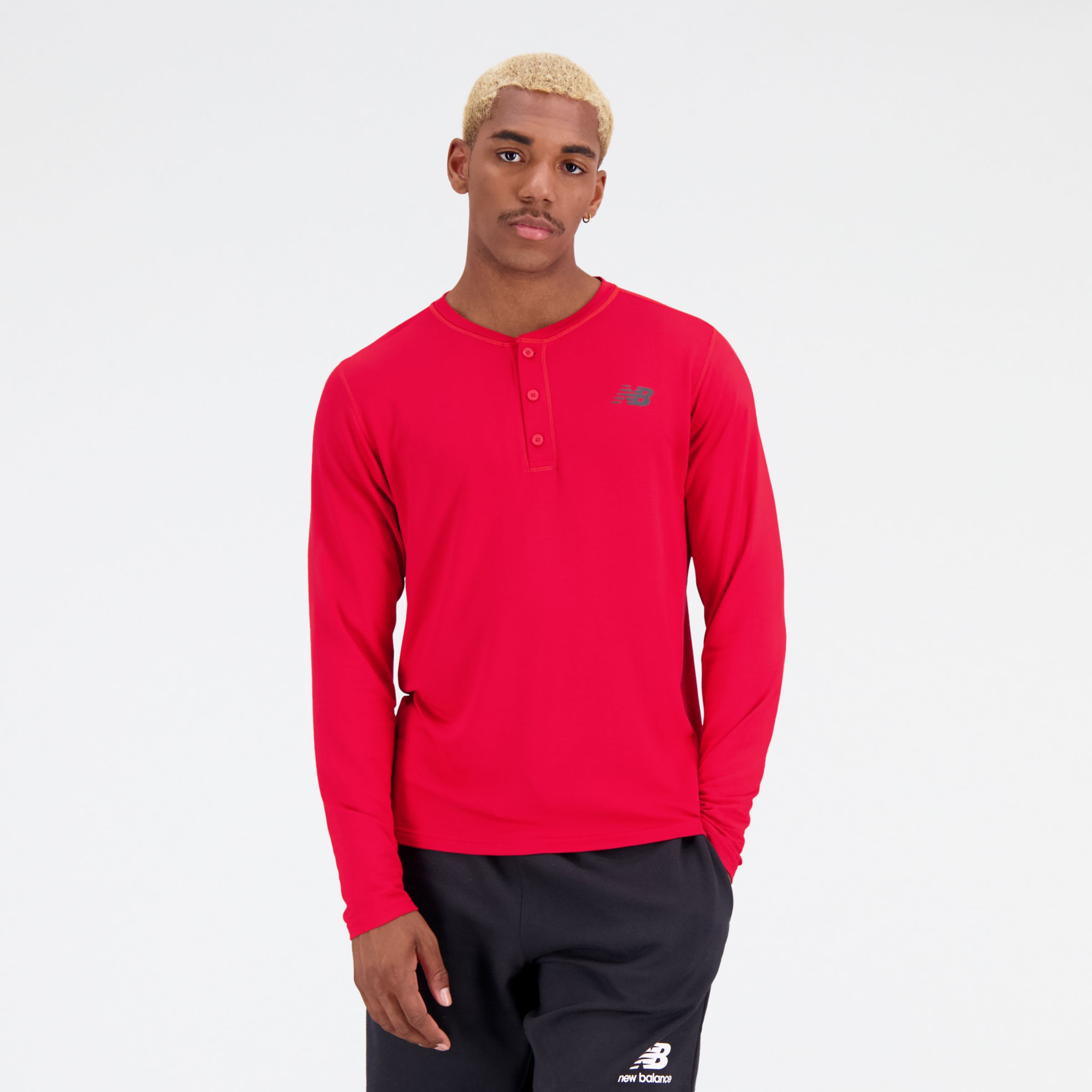 

New Balance Men's Baseball Henley Red - Red