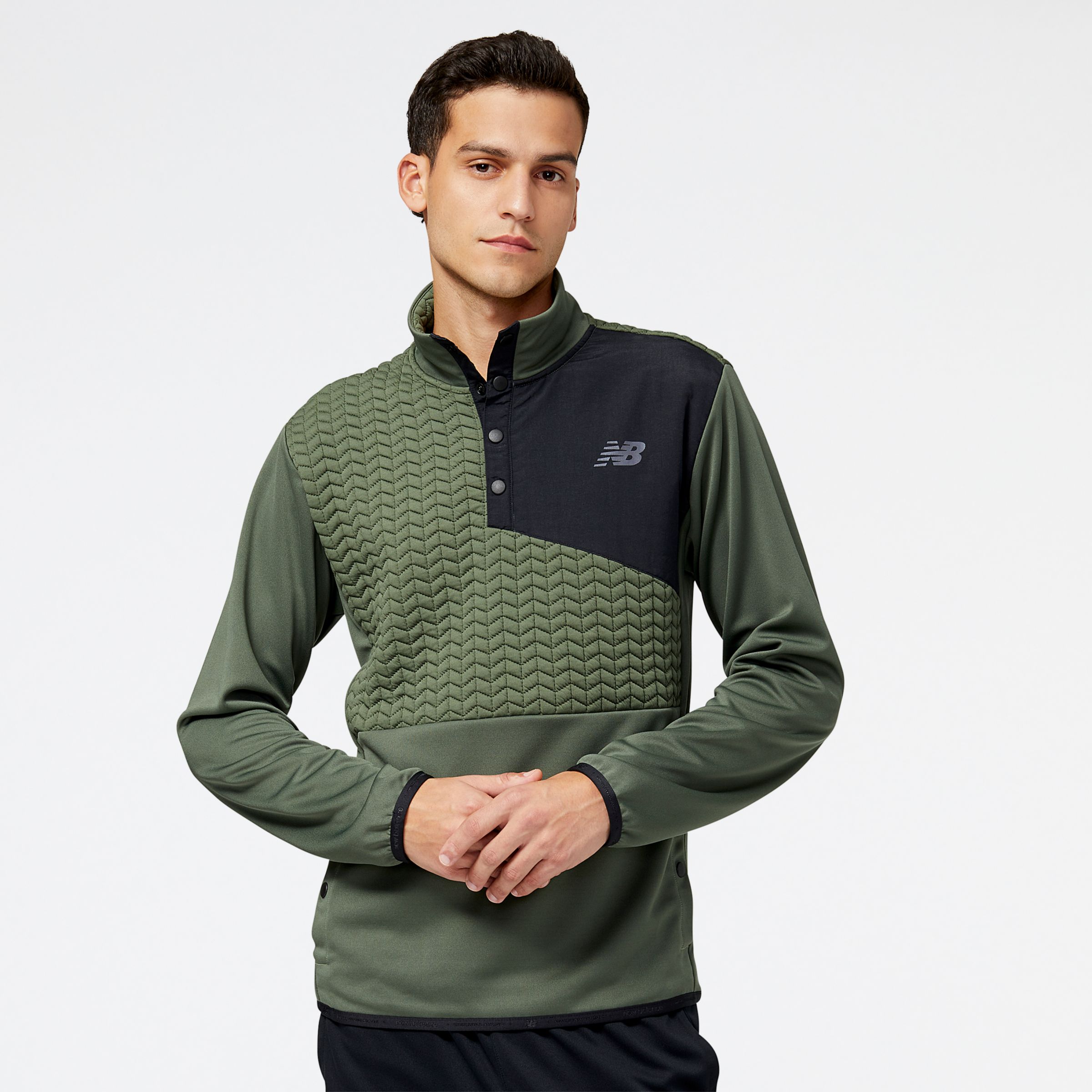 

New Balance Men's NB Heatloft 1/4 Button Snap Top Green - Green