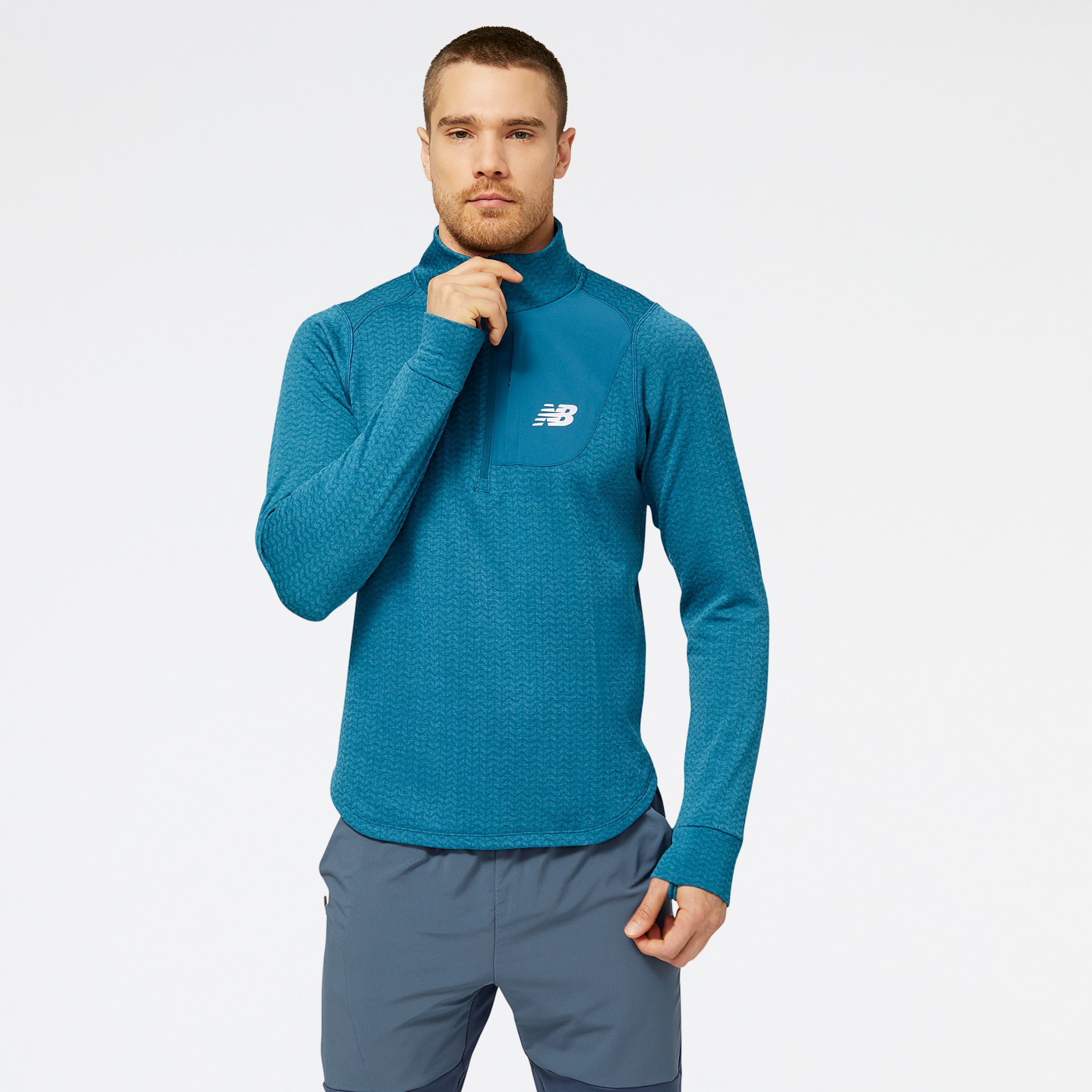 

New Balance Men's NB Heat Grid Half Zip Blue - Blue