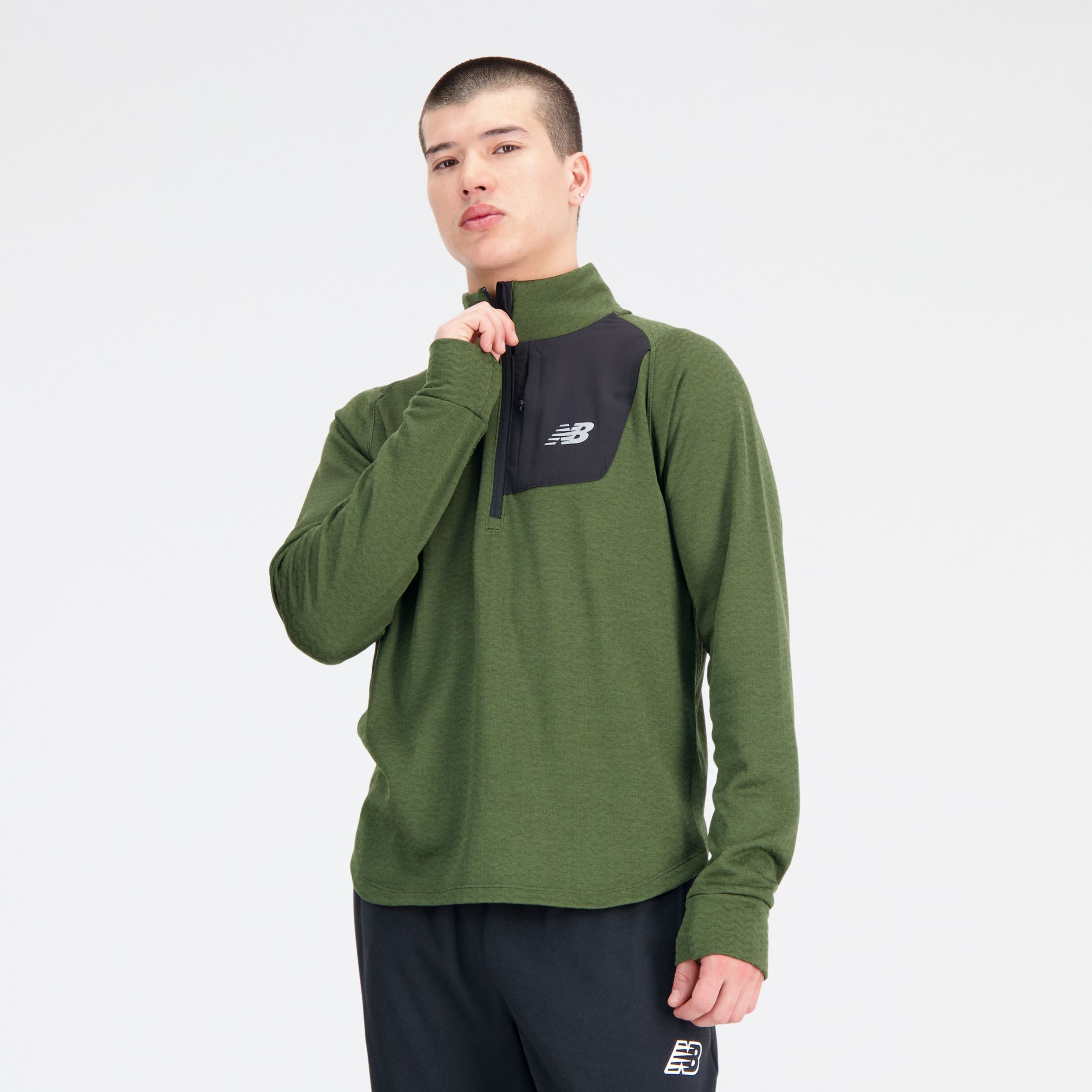 

New Balance Men's NB Heat Grid Half Zip Green - Green