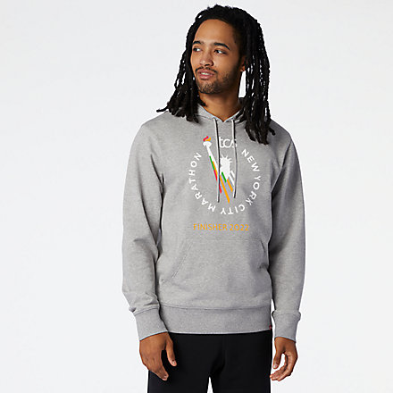 New Balance NYC Marathon Finisher NB Essentials Stacked Po Hoodie, MT23557MAG image number null