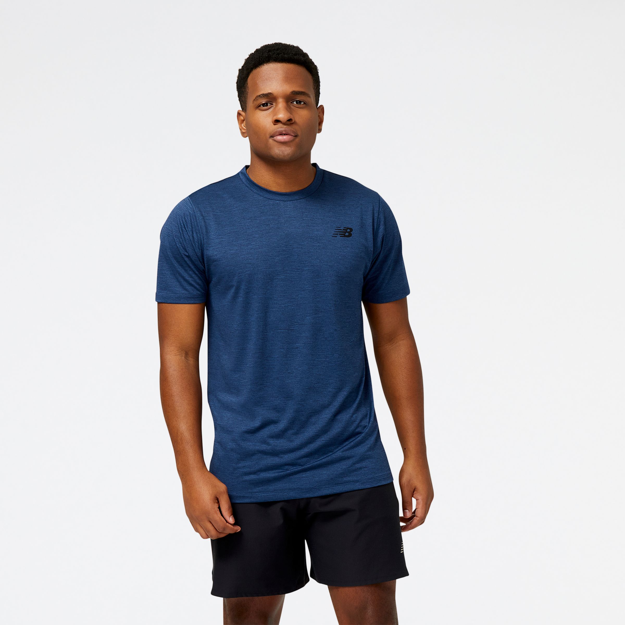 New Balance Homme T-Shirt Tenacity en Blue/Bleu, Poly Knit, Taille 2XL
