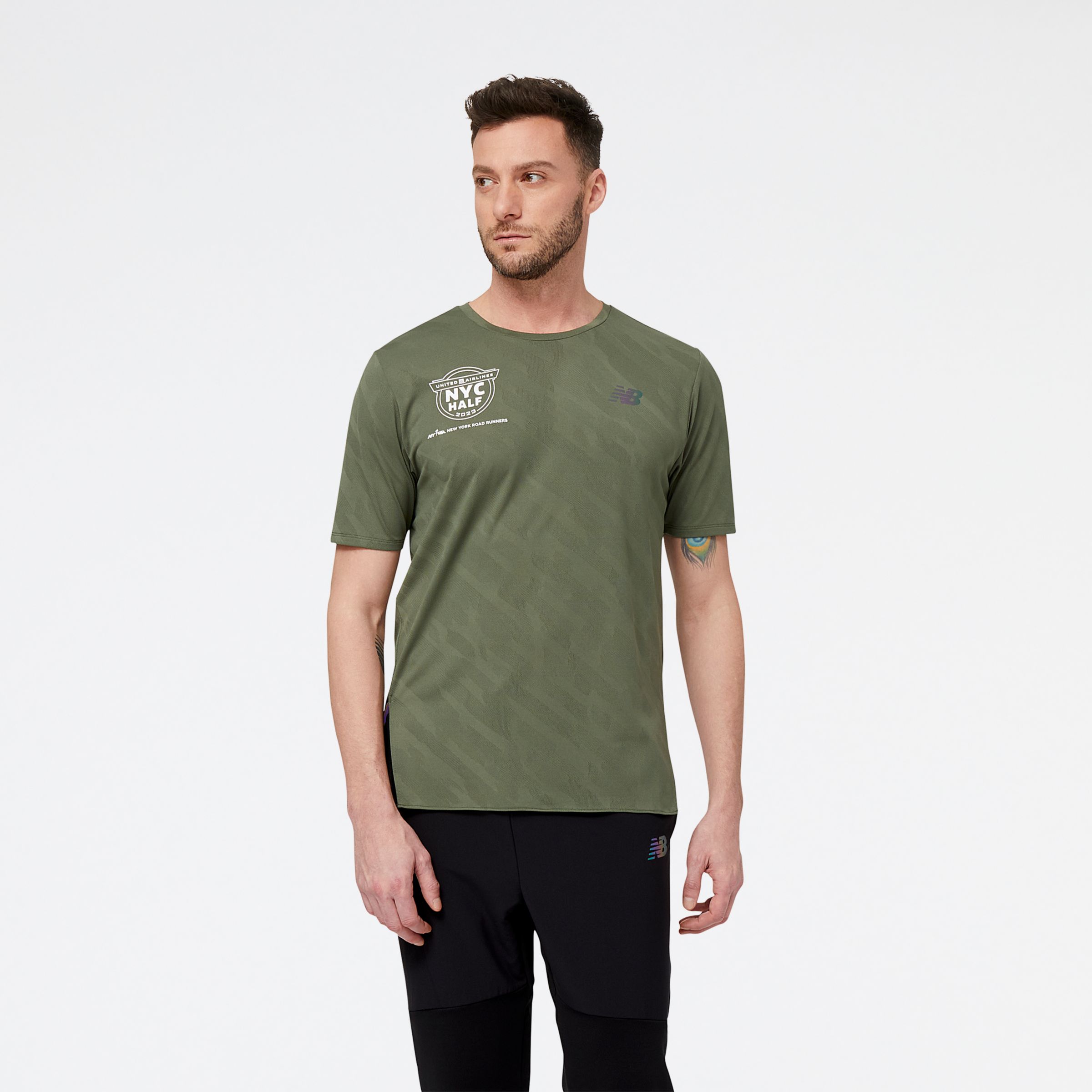 

New Balance Men's United Airlines NYC Half Q Speed Jacquard Short Sleeve Green - Green