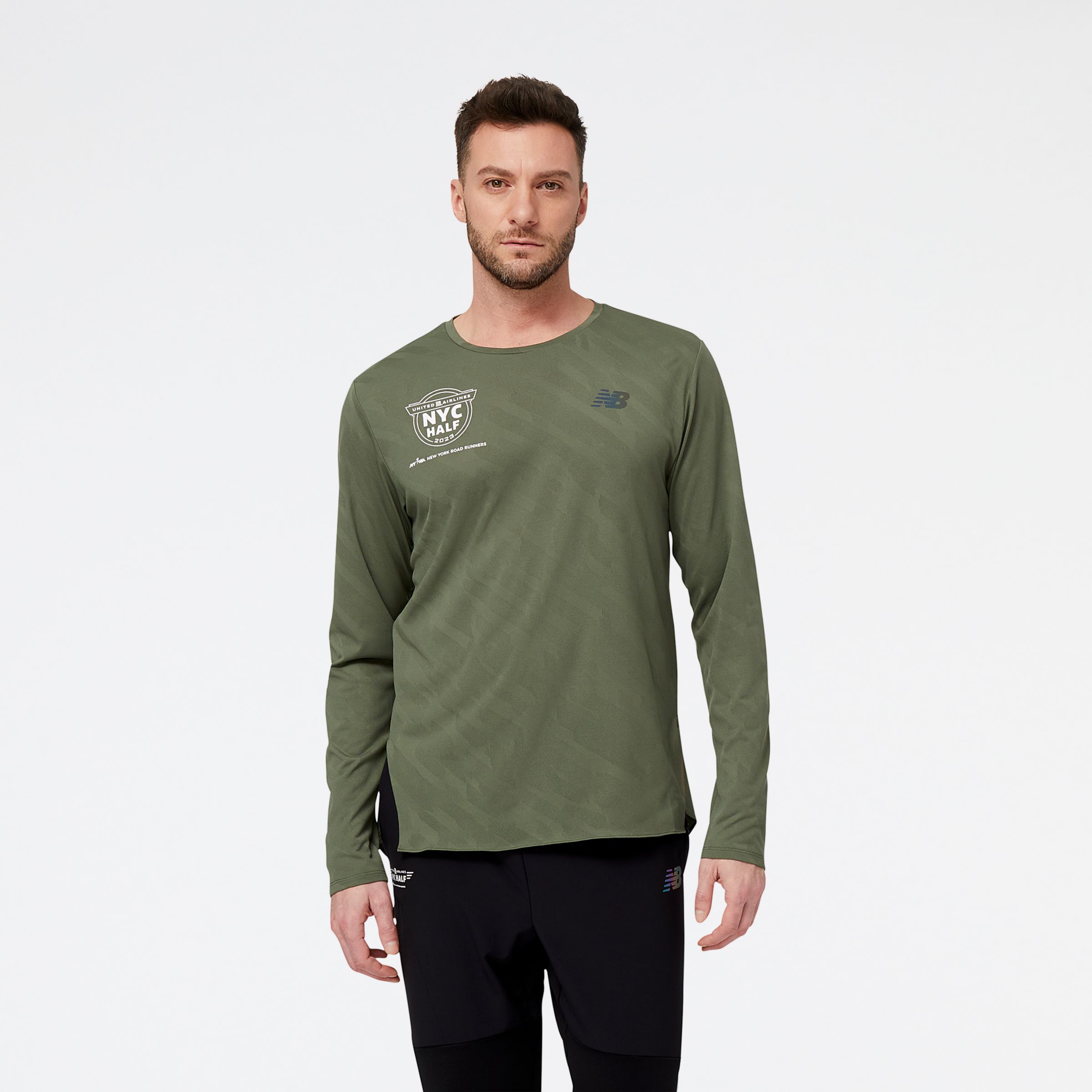 

New Balance Men's United Airlines NYC Half Q Speed Jacquard Long Sleeve Green - Green