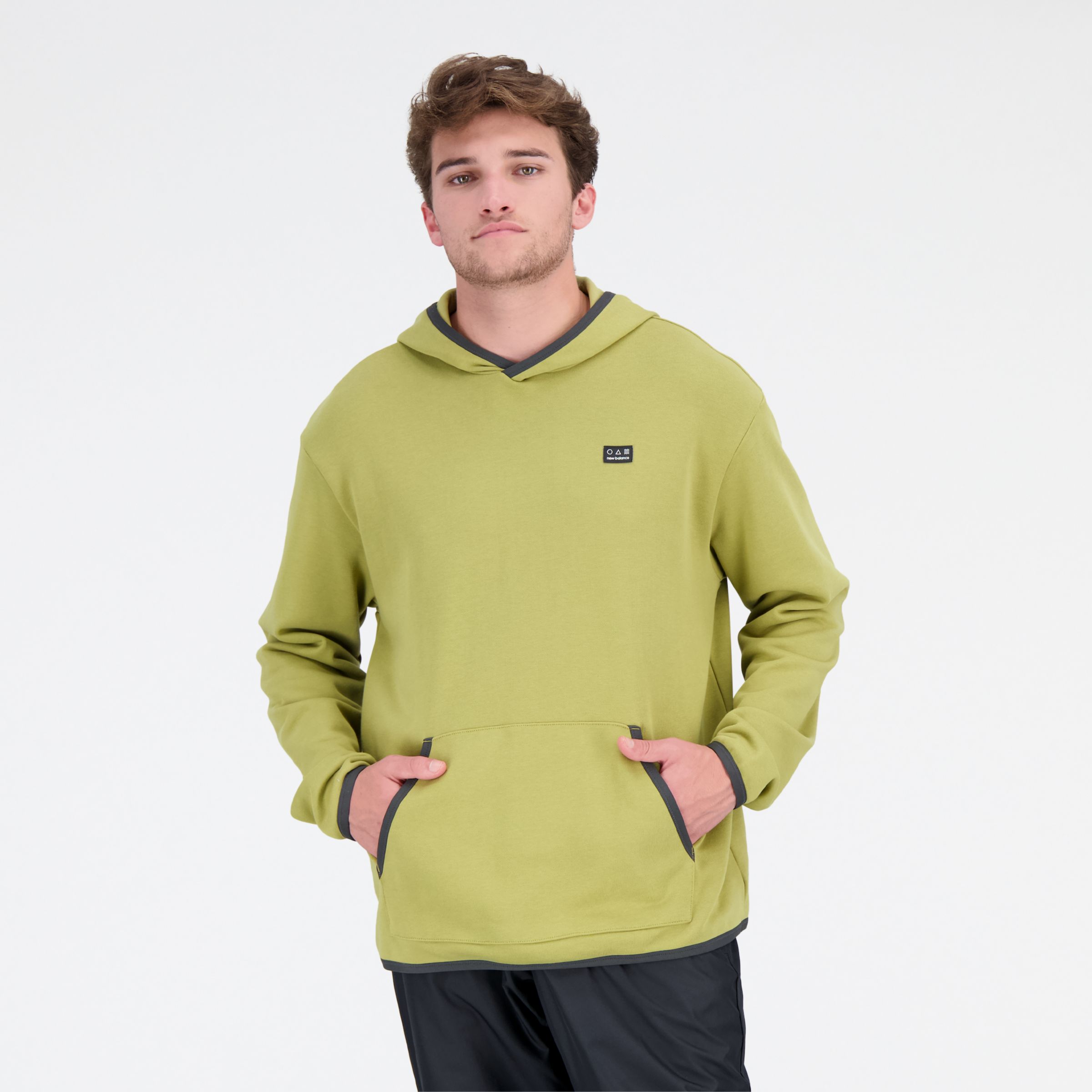 New Balance Homme Sweats ? capuche AT French Terry en Beige, Cotton, Taille 2XL