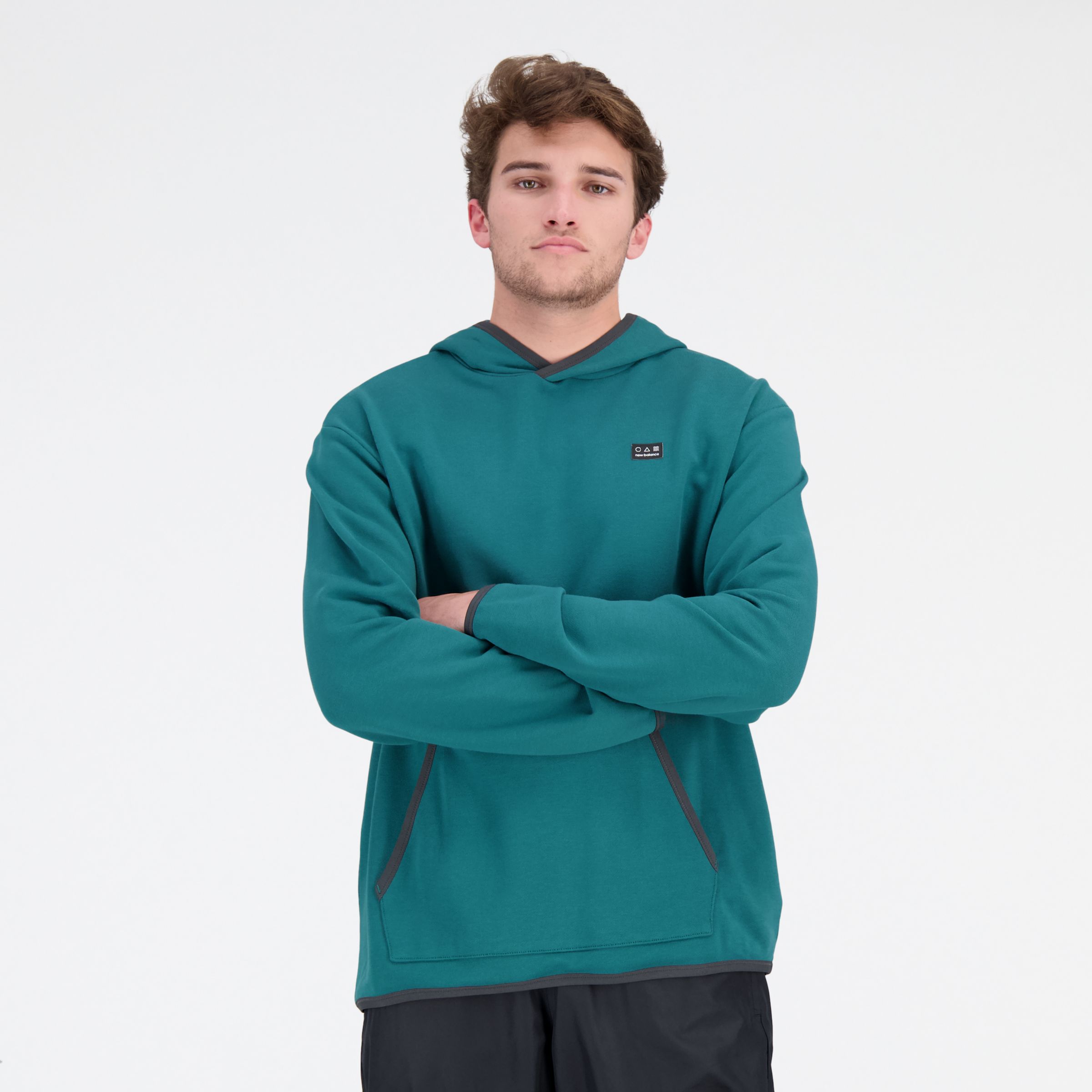 New Balance Homme Sweats ? capuche AT French Terry en Green/vert, Cotton, Taille S