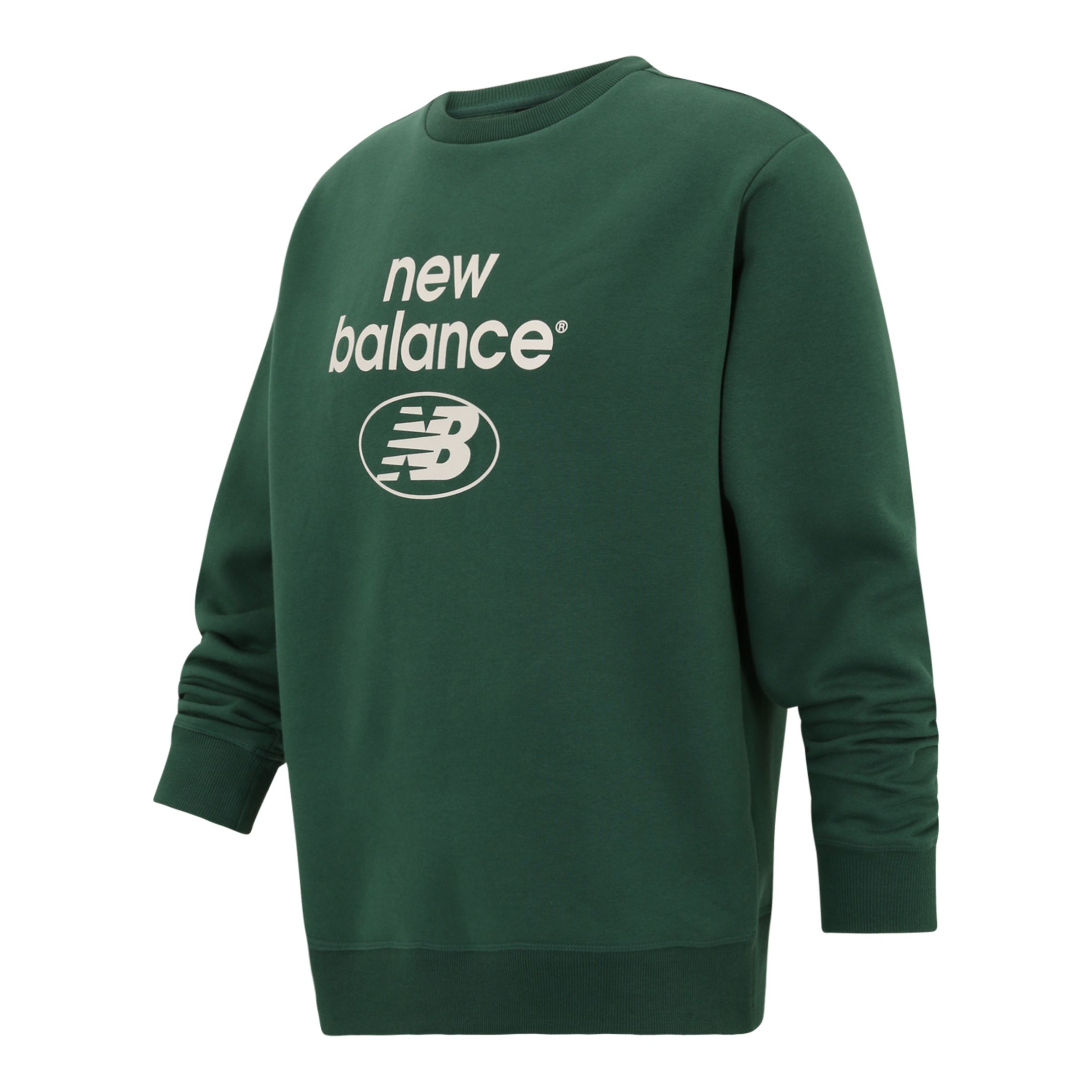 New Balance Homme Essentials Reimagined Brushed Back Fleece Crew en Green/vert, Cotton, Taille M