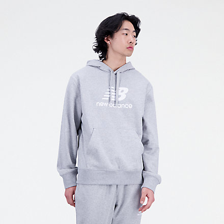 New Balance Essentials Stacked Logo French Terry Hoodie, MT31537AG image number null
