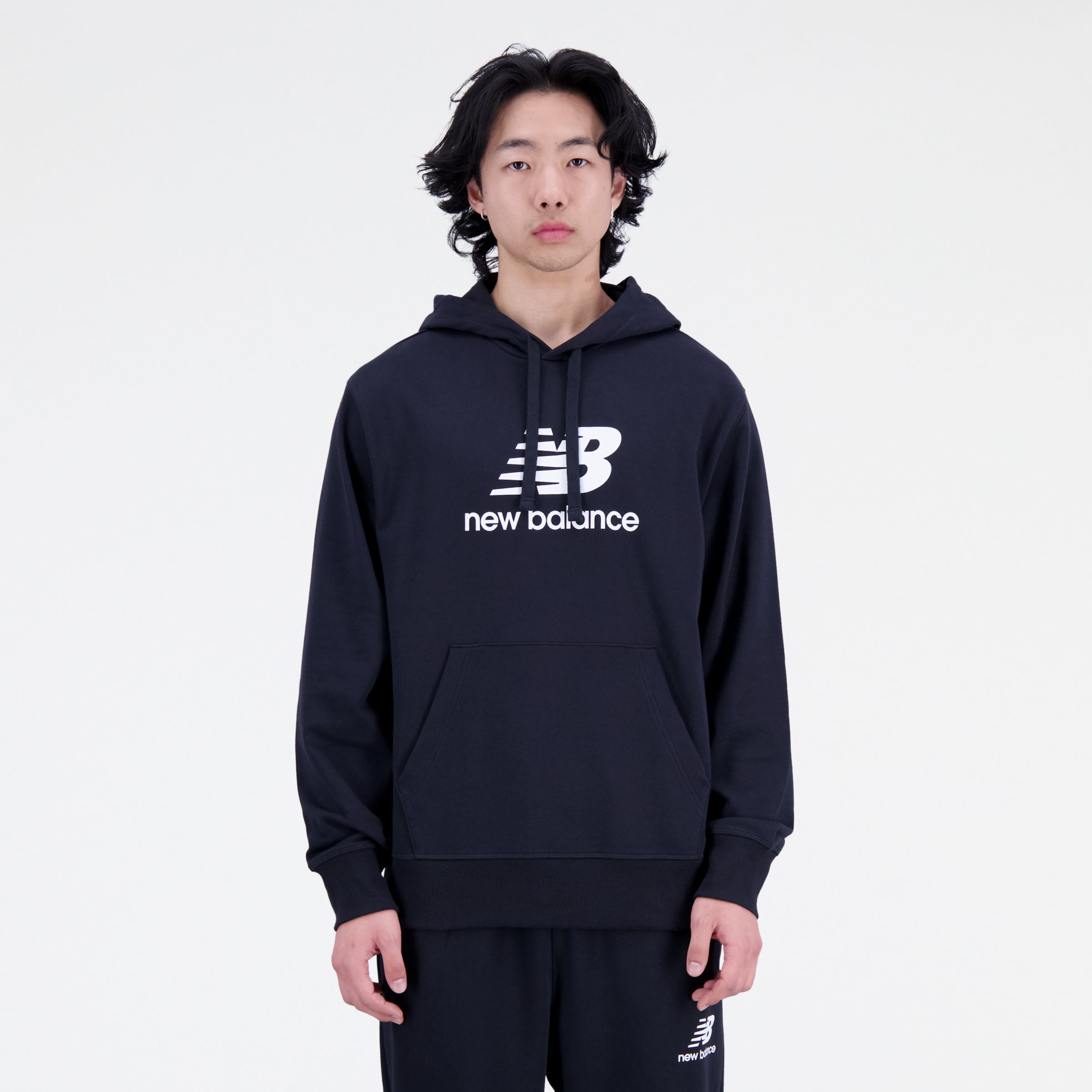 NB Essentials Stacked Logo French Terry Hoodie, , large