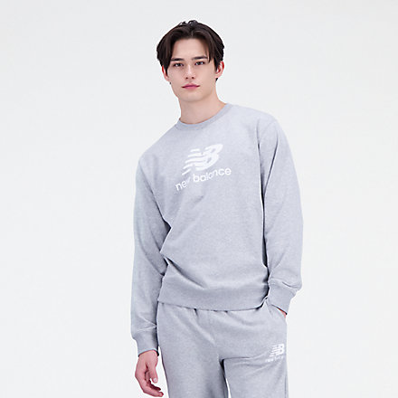 New Balance Essentials Stacked Logo French Terry Crewneck, MT31538AG image number null