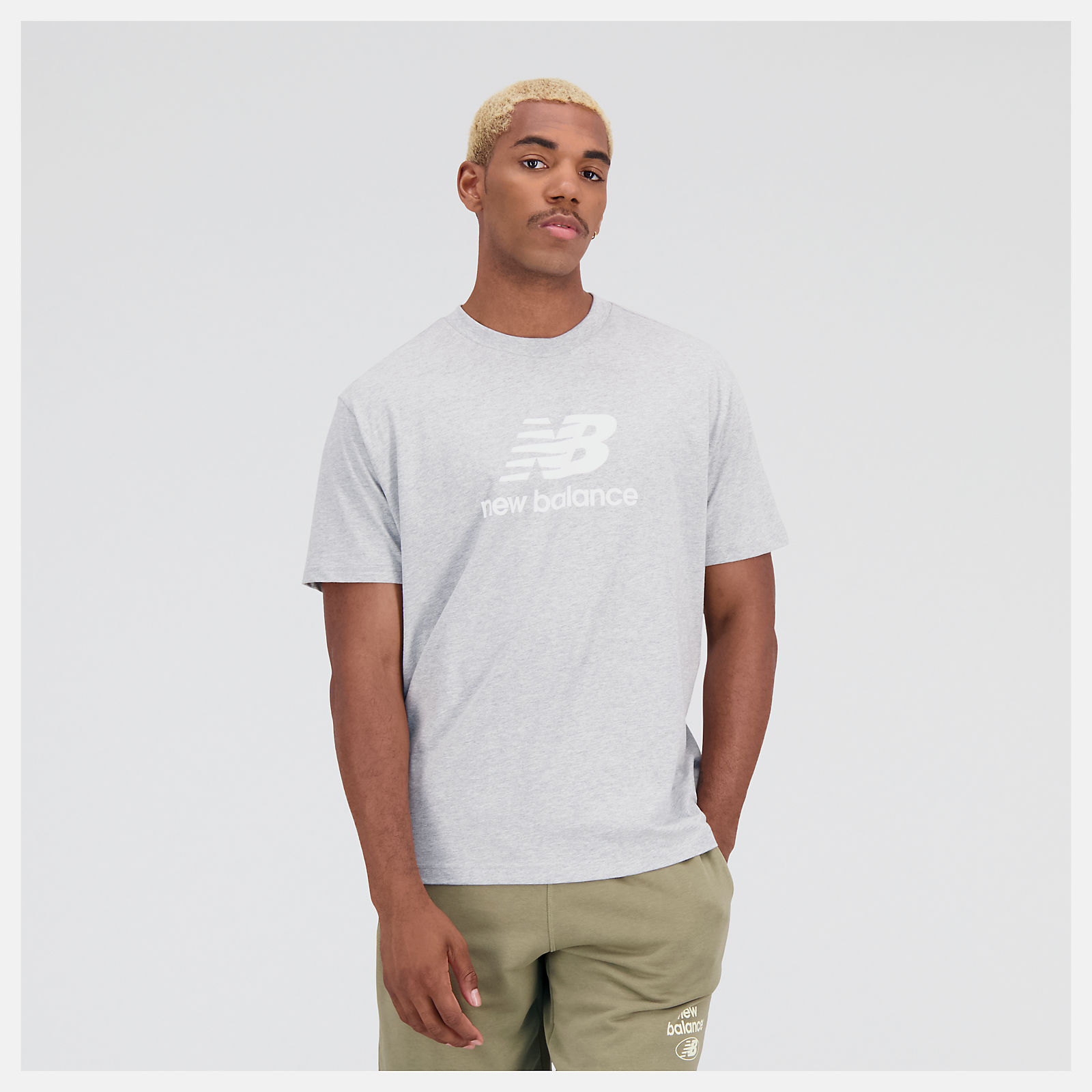 Men\'s Essentials Stacked Logo Cotton Jersey Short Sleeve T-shirt Apparel - New  Balance