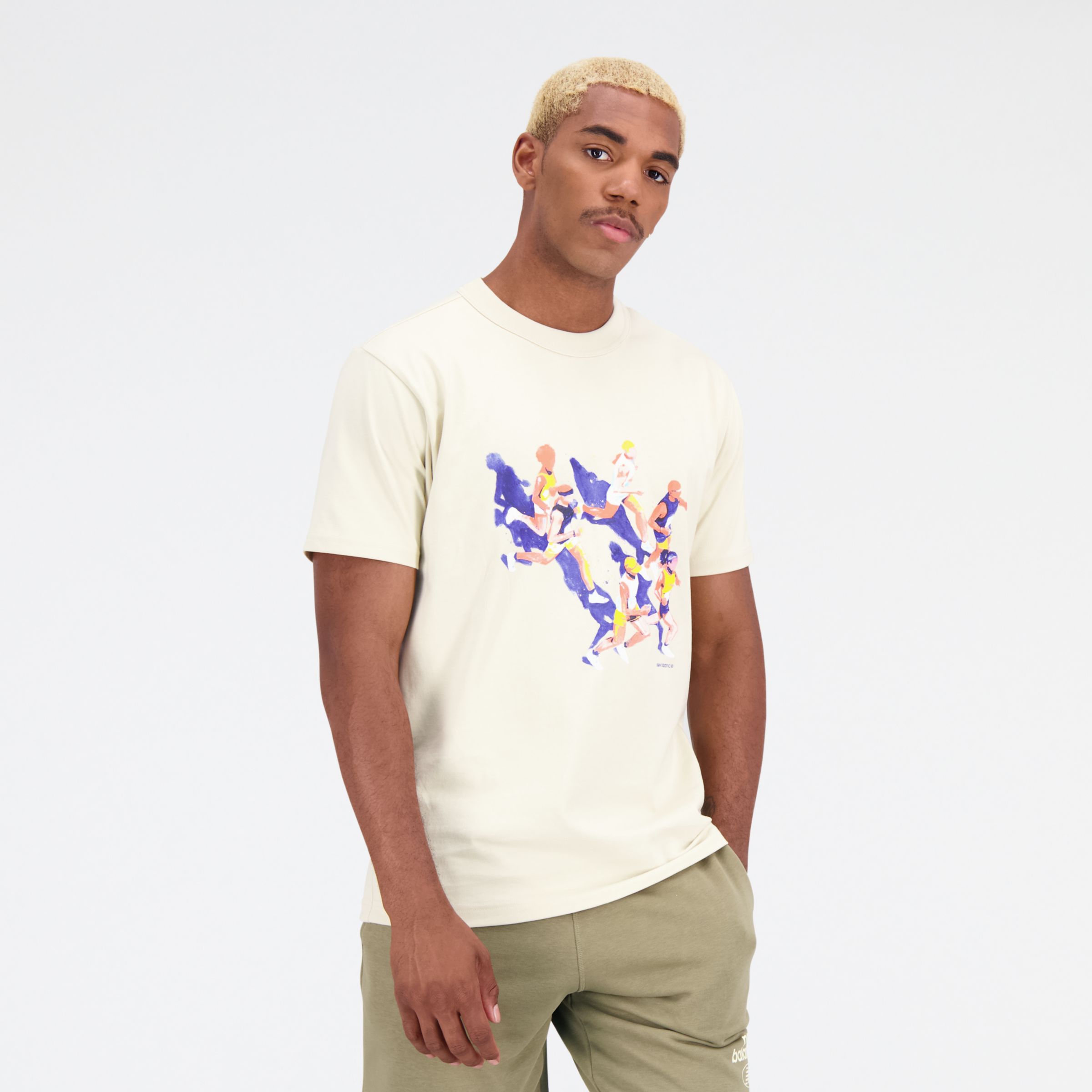 New Balance Homme T-Shirt Athletics Jacob Rochester Runners Cotton Jersey en White/blanc, Taille XL
