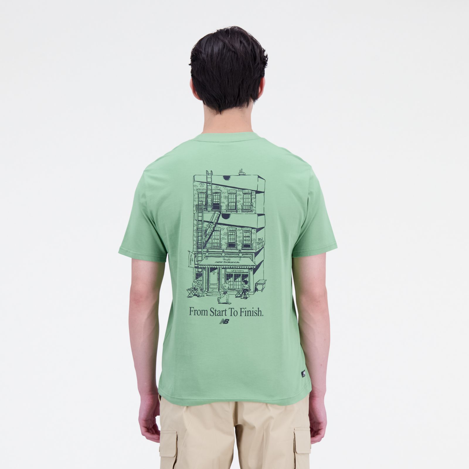 New Balance ESSENTIALS CAFE - T-shirt imprimé - green/vert