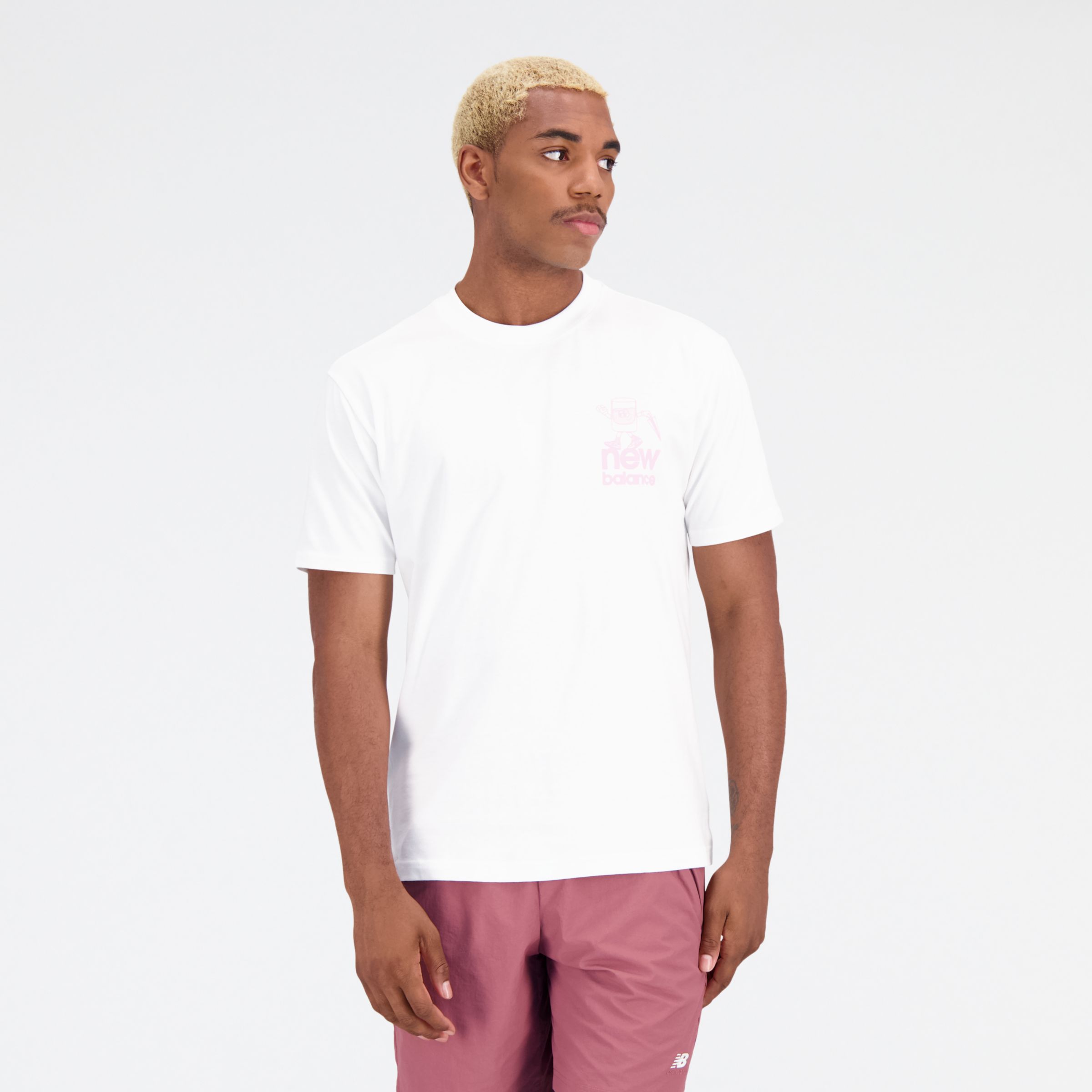 New Balance Homens Essentials Always Half Full Cotton Jersey T-Shirt in Branca, Tamanho M