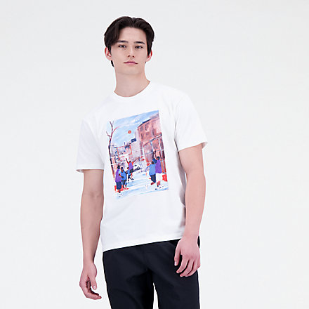 New Balance T-shirt à manches courtes en jersey de coton et imprimé Hoops, MT31583SST image number null