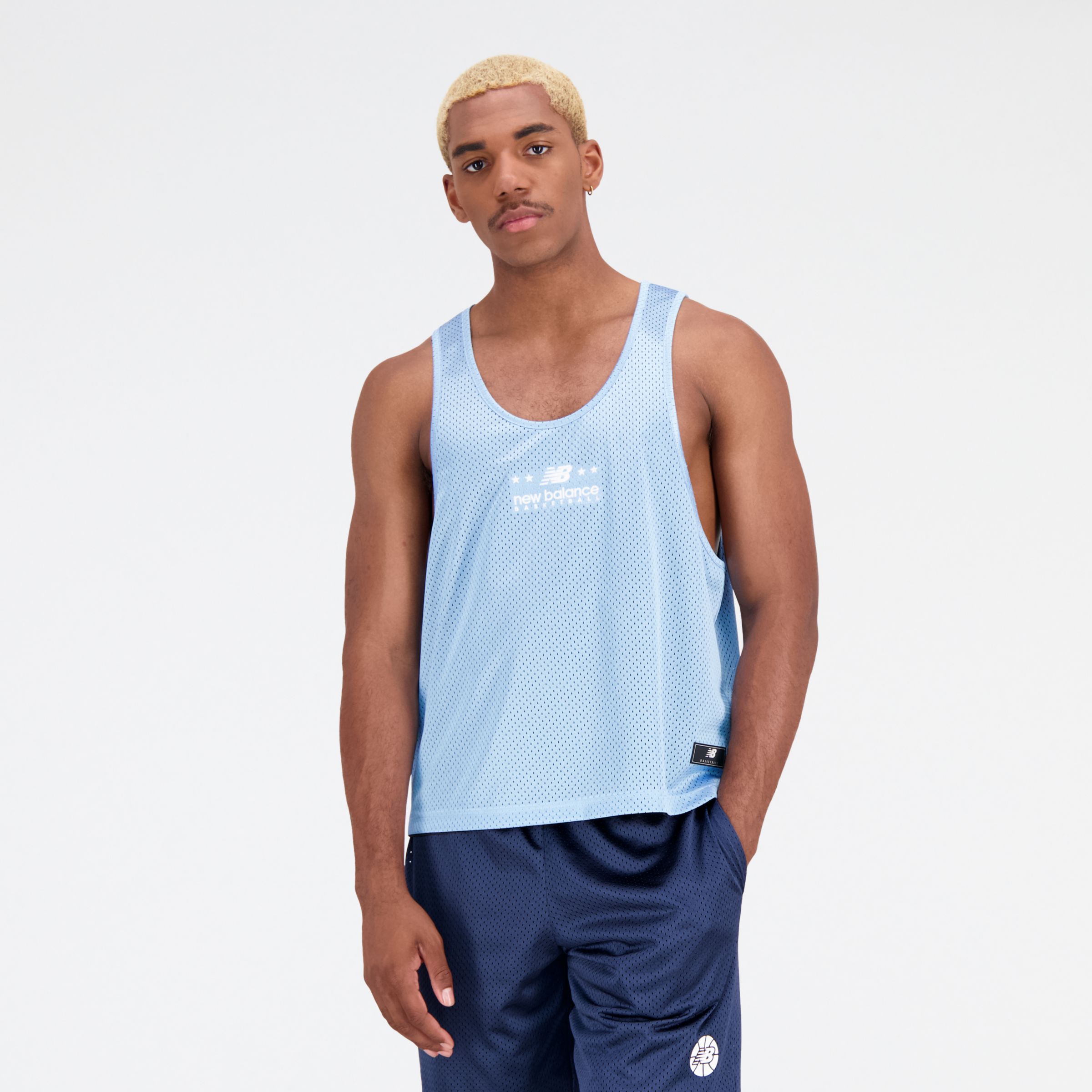 

New Balance Men's Hoops Jersey Sleeveless Tank Blue - Blue