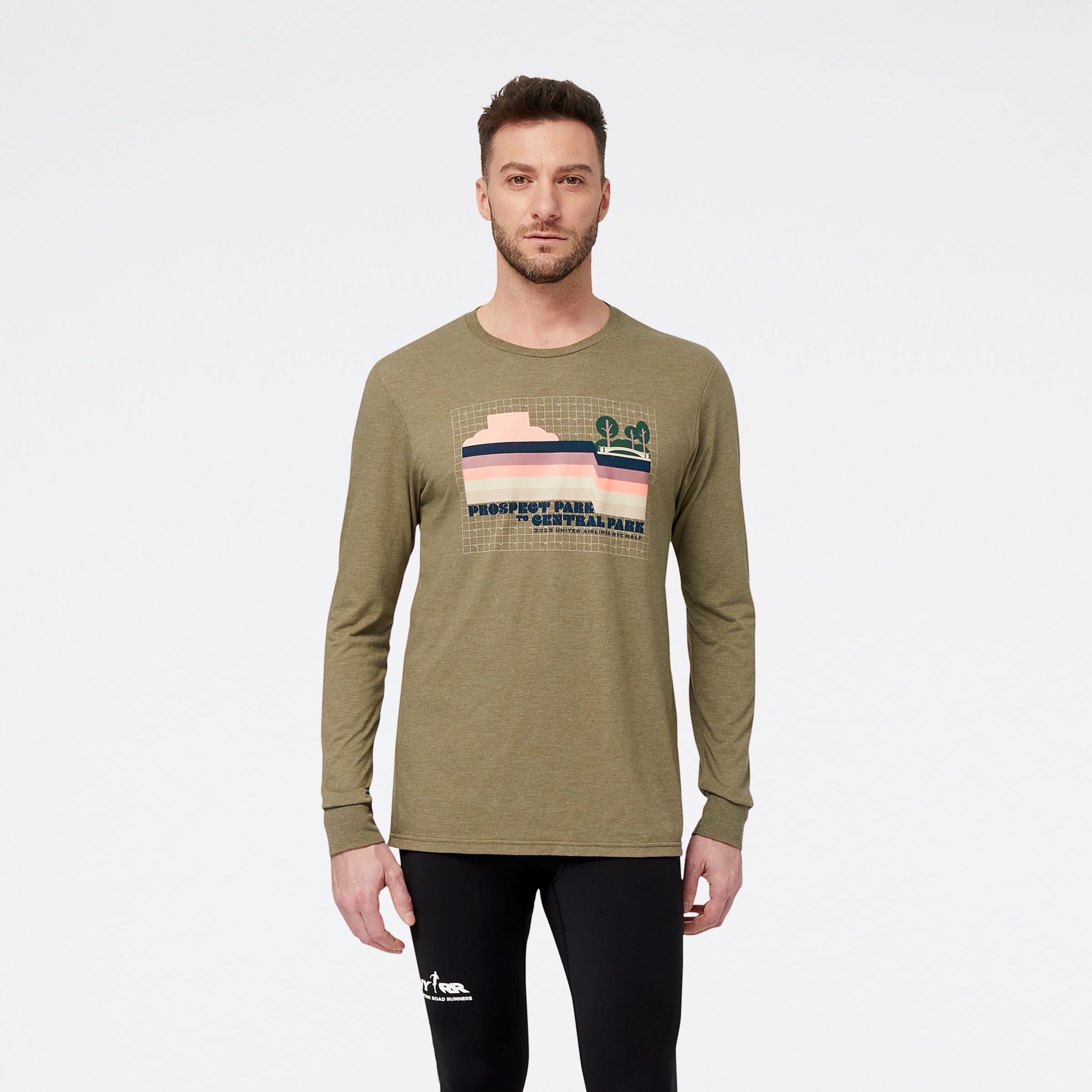 

New Balance Men's United Airlines NYC Half Park to Park Graphic Long Sleeve Green - Green