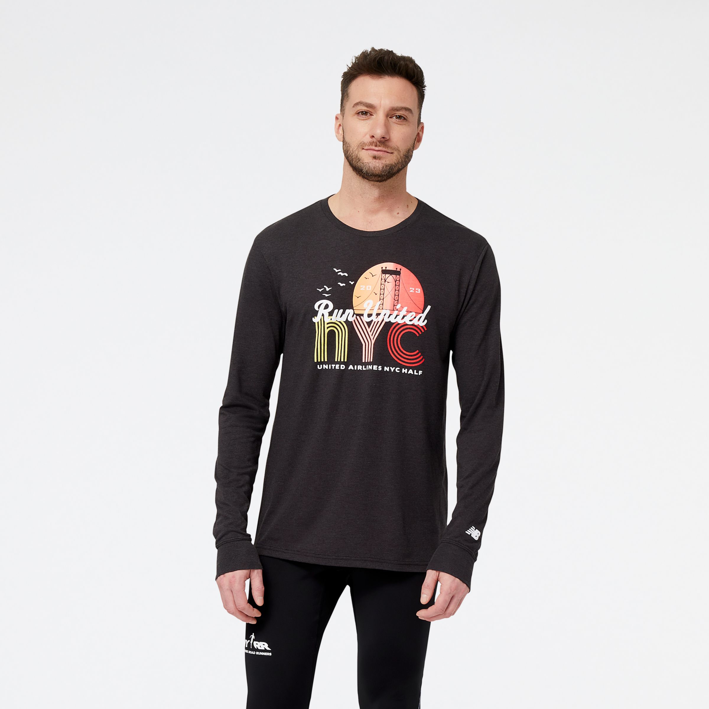 

New Balance Men's United Airlines NYC Half Run United Graphic Long Sleeve Black - Black