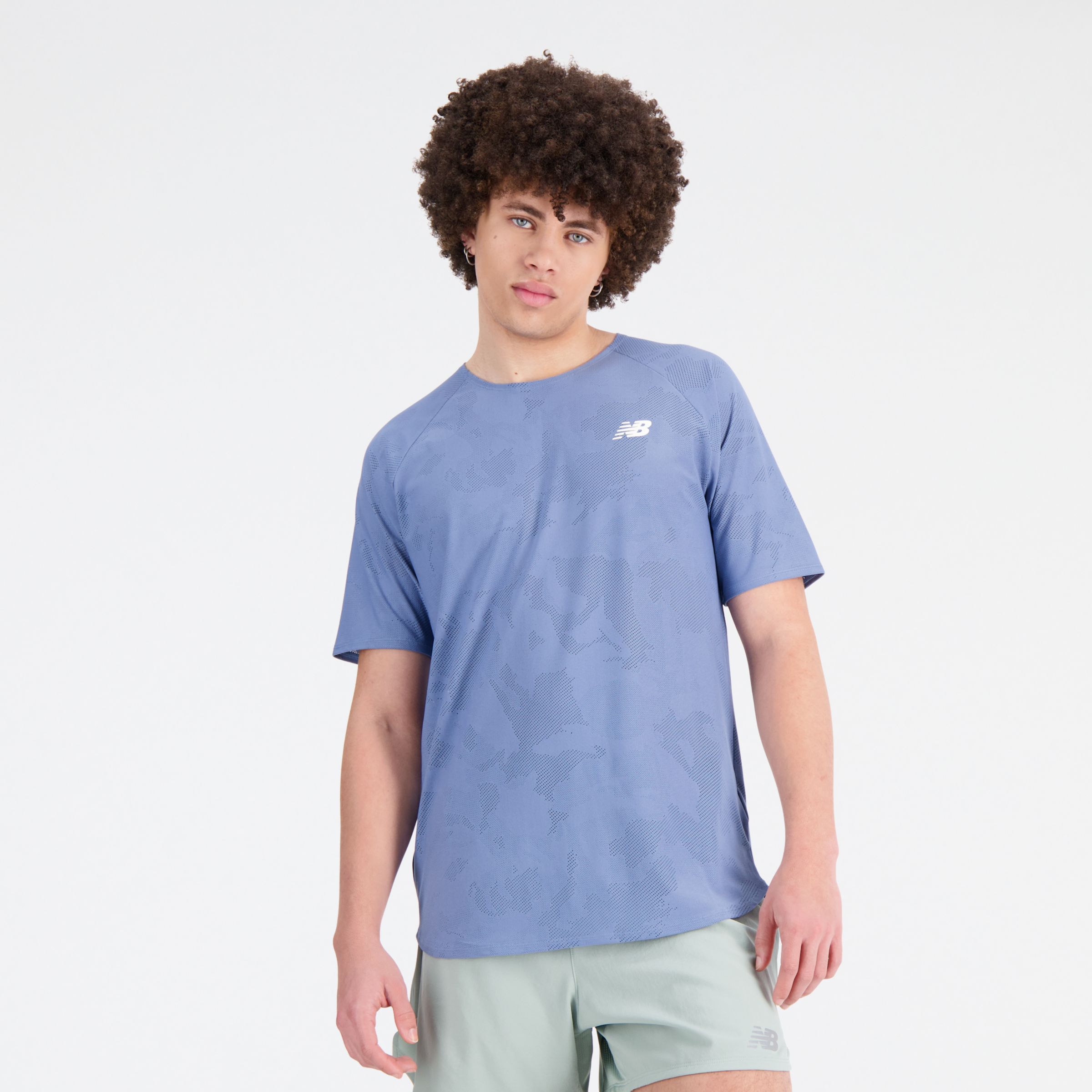 

New Balance Men's Q Speed Jacquard Short Sleeve Blue - Blue