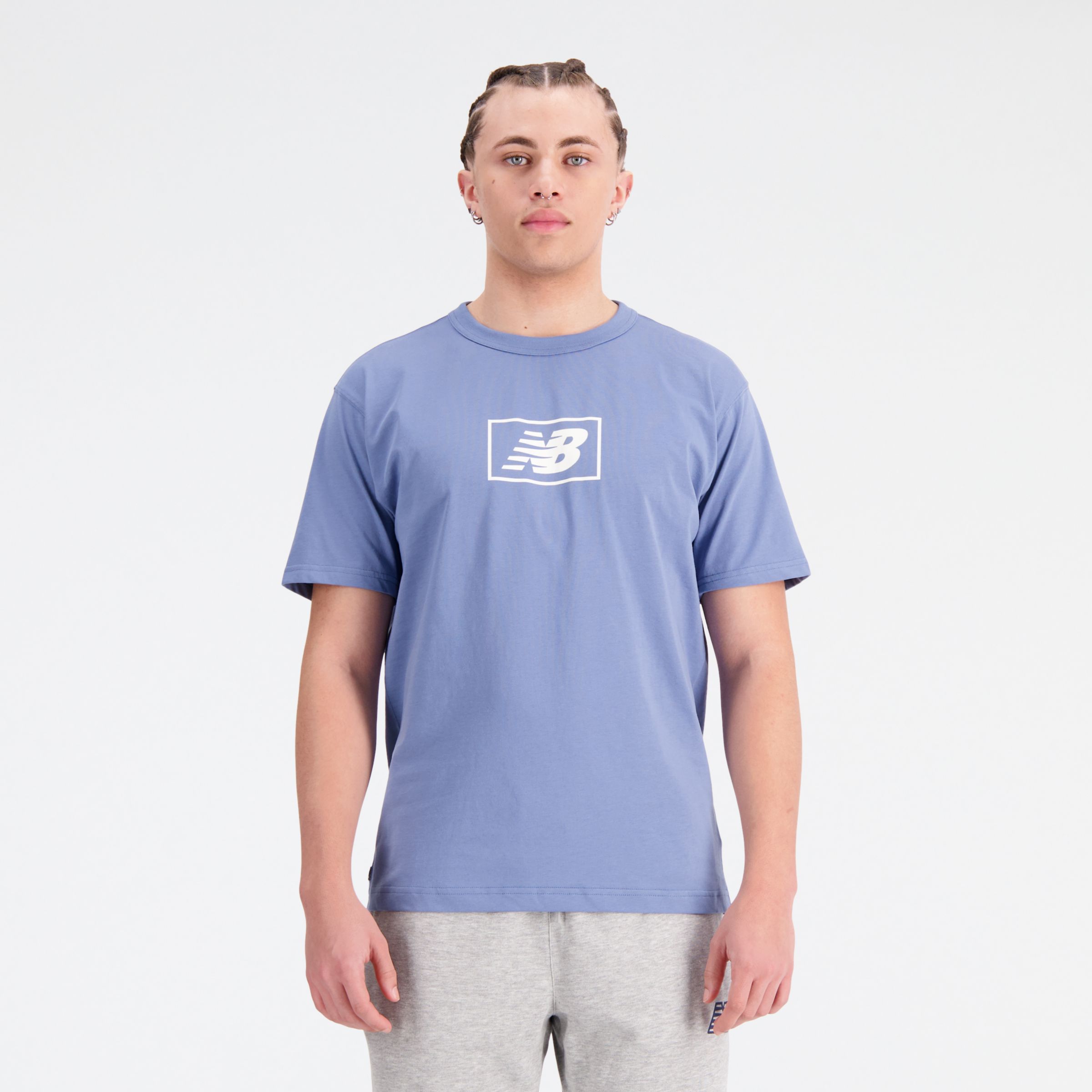 

New Balance Men's NB Essentials Logo T-Shirt Blue - Blue