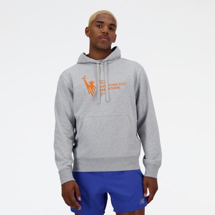 New Balance Men's NYC Marathon Essentials Stacked Logo French Terry Hoodie - Gray - Hoodies