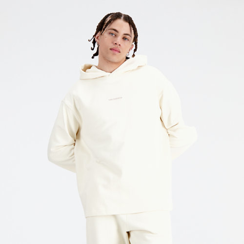 new balance homme athletics linear fleece top en beige, cotton, taille m