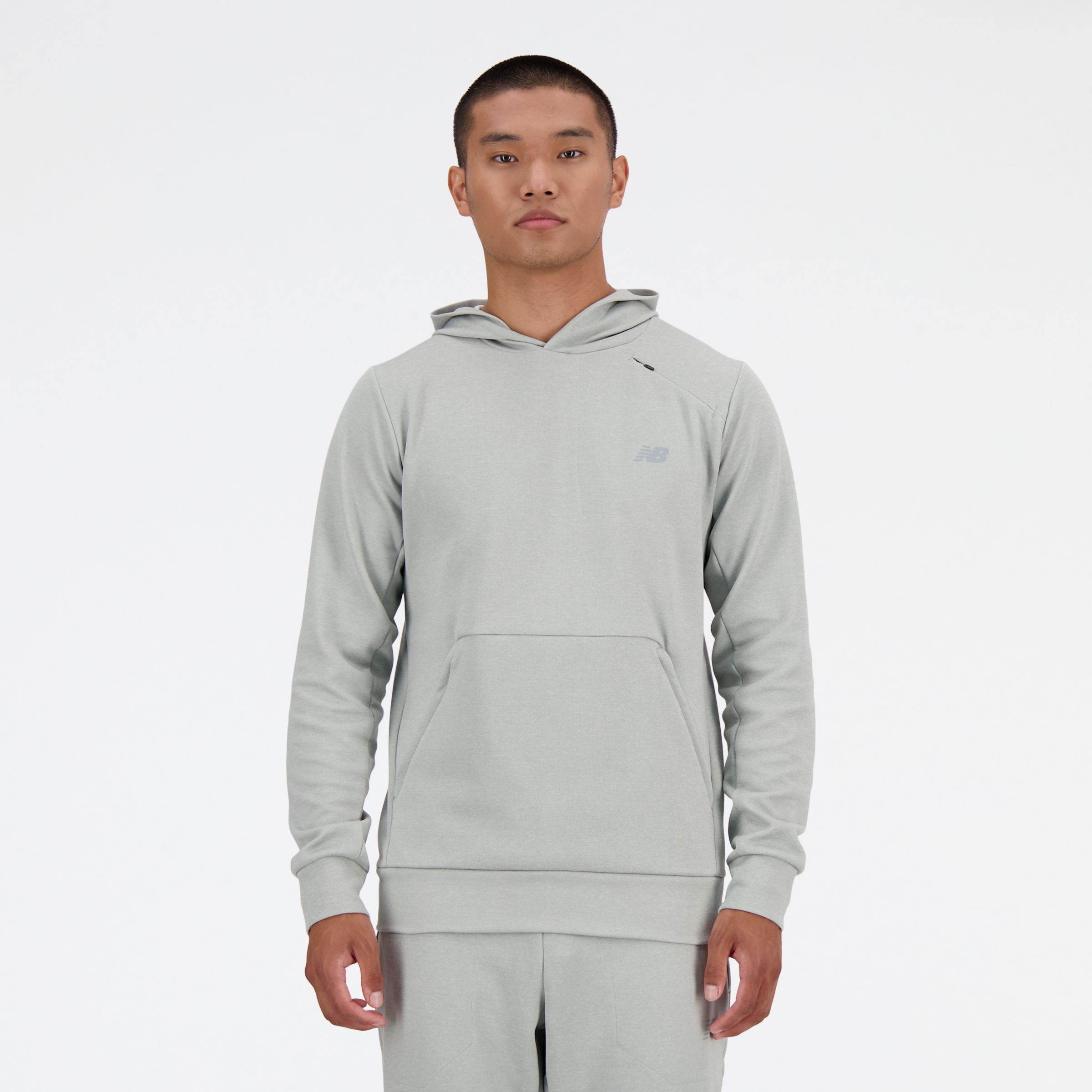 New Balance Men's Tech Knit Hoodie in Grey Poly Knit, size X-Large