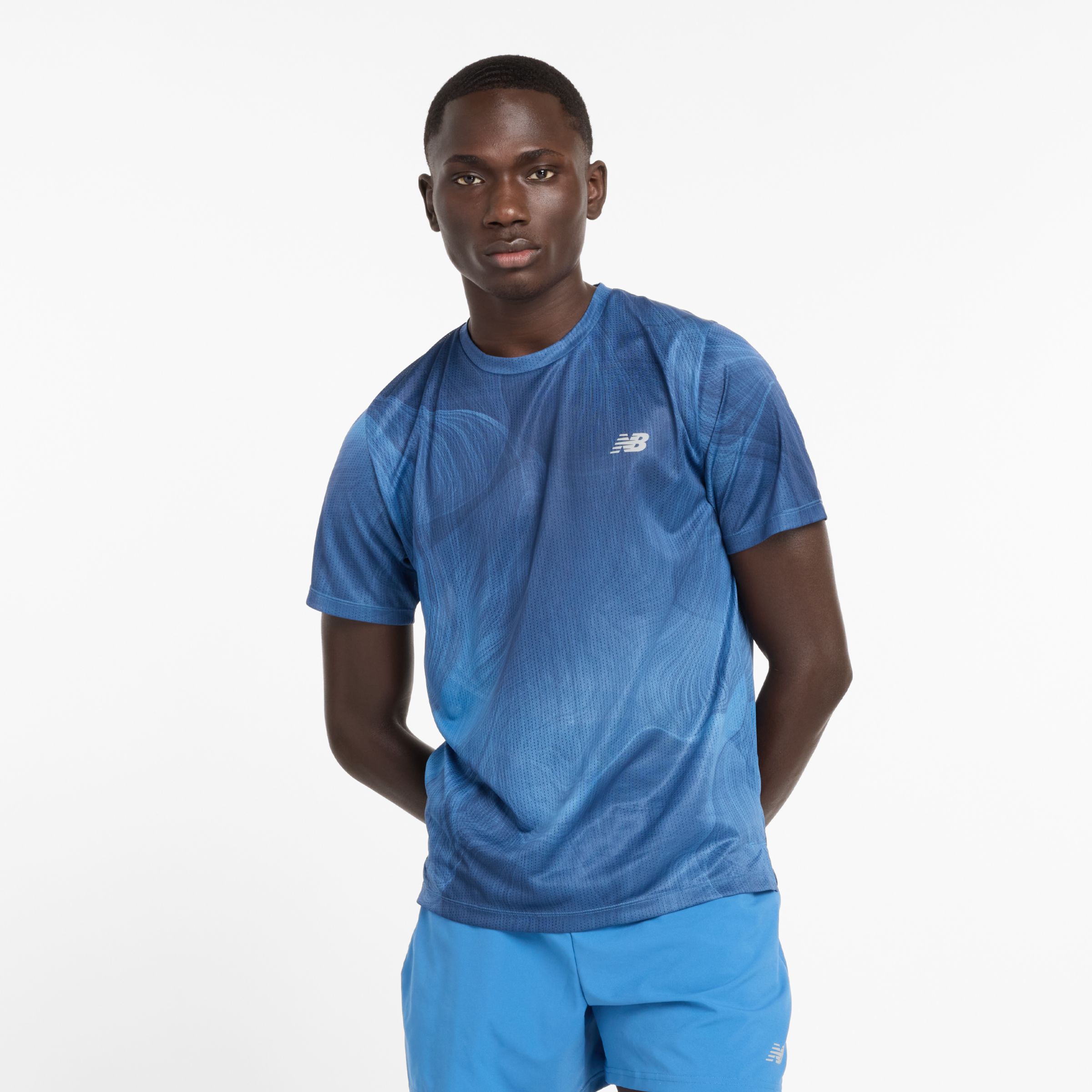New Balance Uomo Athletics Printed T-Shirt 1, Maglia di poliestere, Taglia L