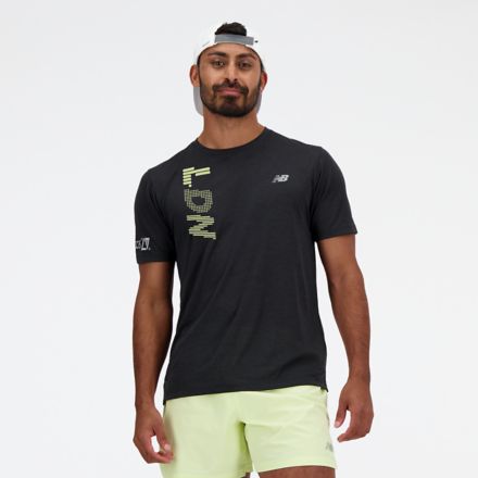 New Balance, Impact Run Short Sleeve T Shirt Mens, Preto