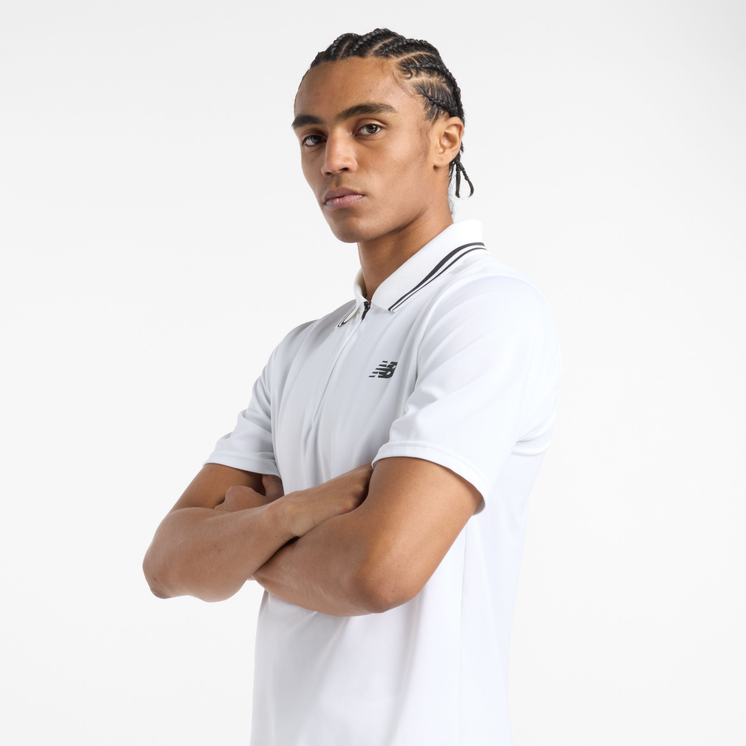 New Balance Men's Tournament Polo in White Poly Knit, size X-Large