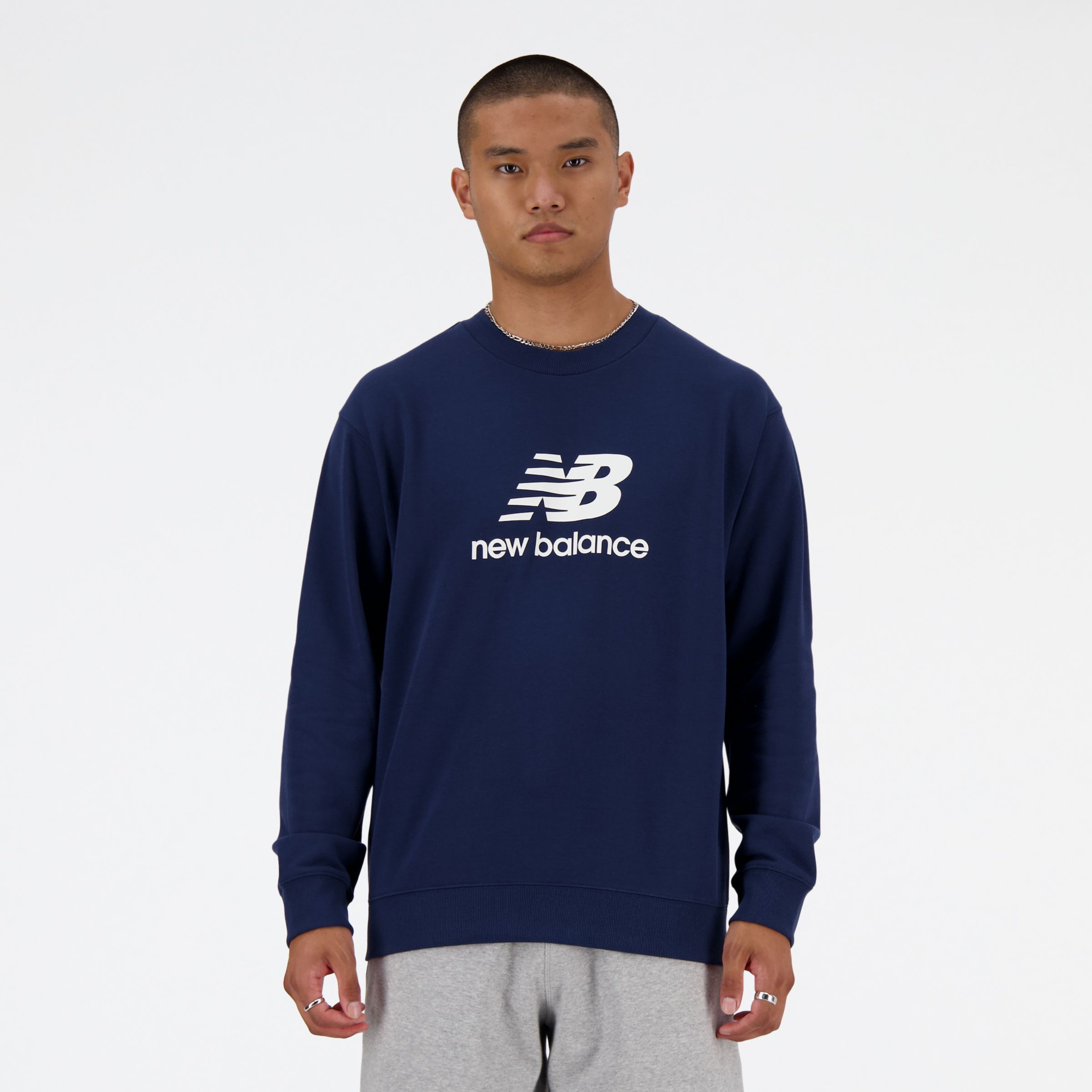 

New Balance Men's Sport Essentials French Terry Logo Crew Blue - Blue