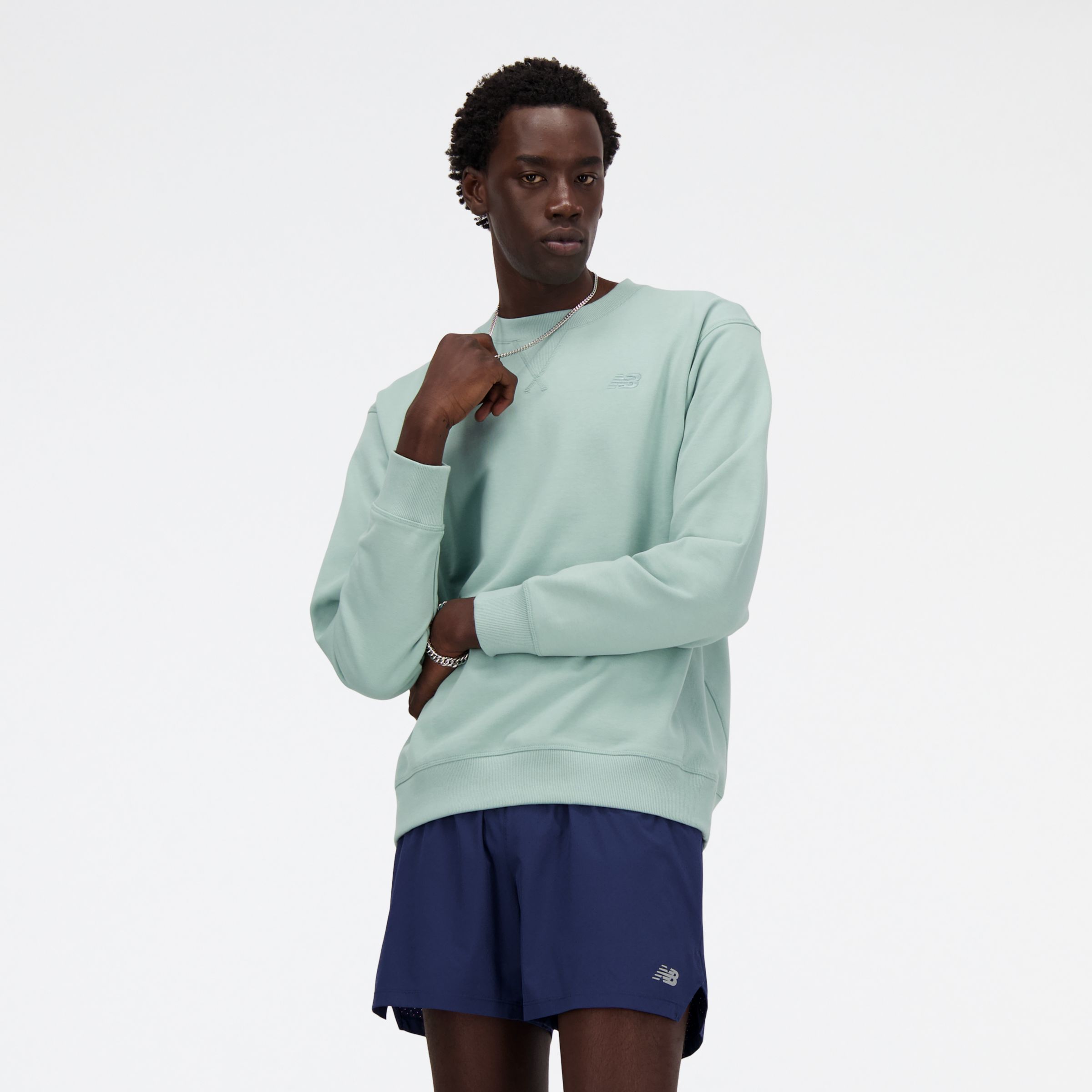 New Balance Men's Athletics French Terry Crew Shirt In Green