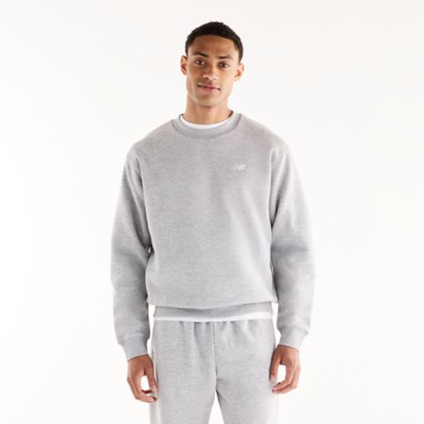Мужские худи New Balance Sport Essentials Fleece Crew, цвет: Серый / Белый