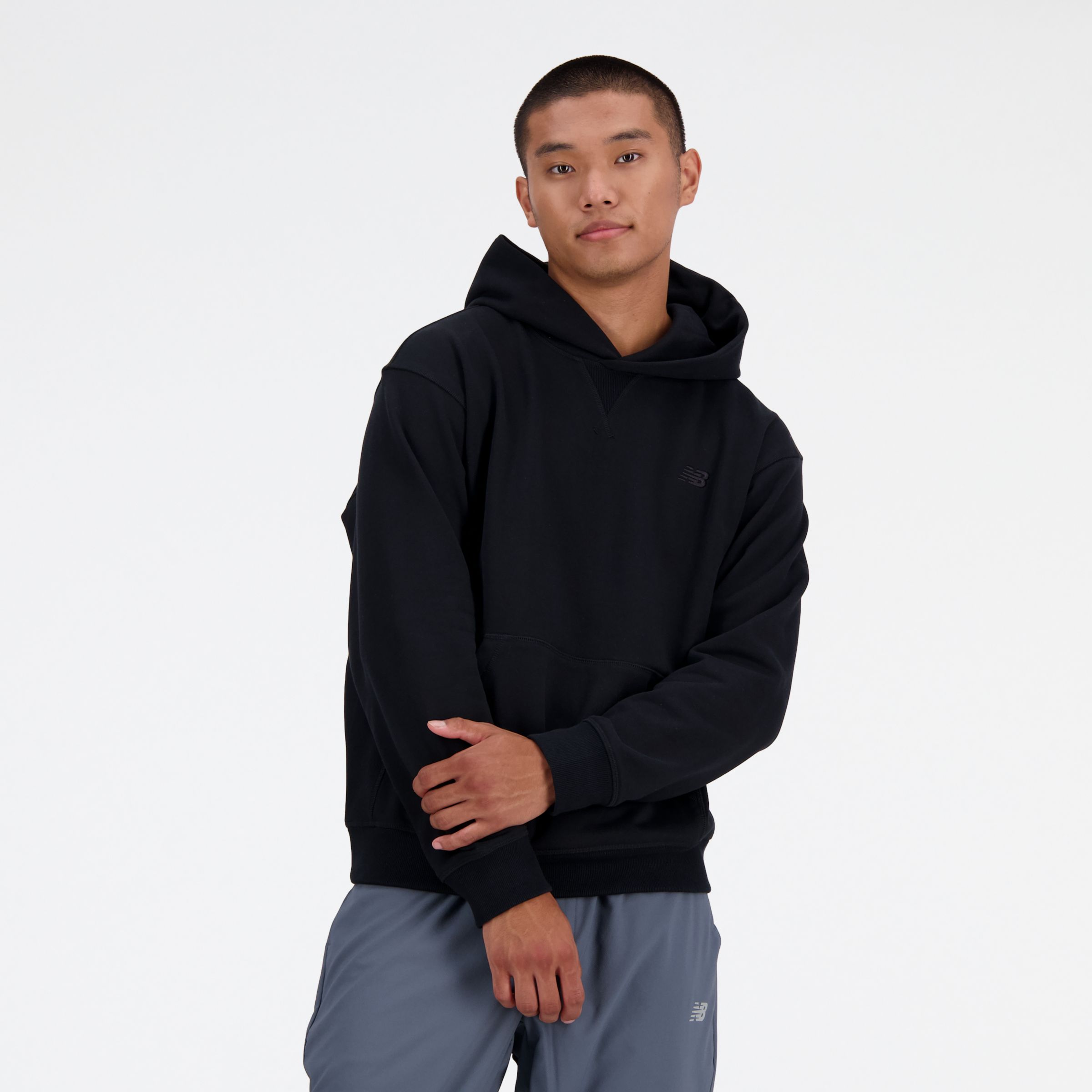 Shop New Balance Men's Athletics French Terry Hoodie In Black