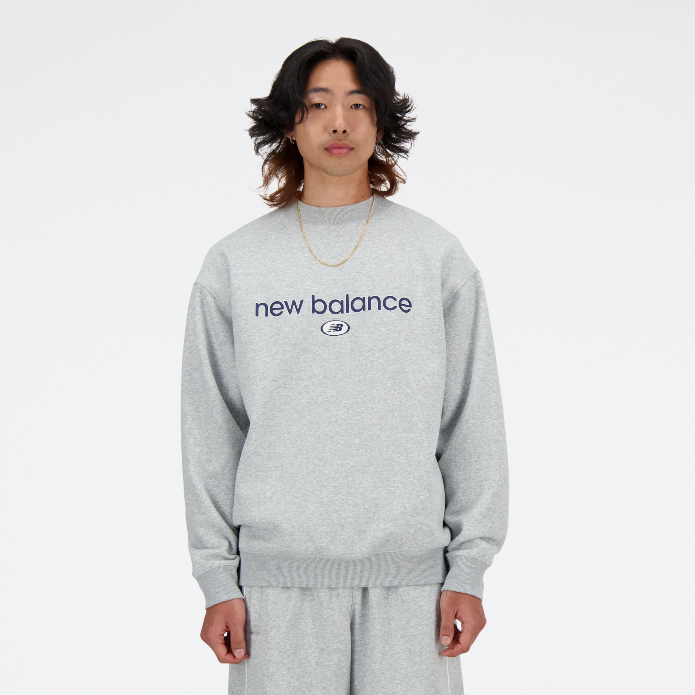 New Balance Hoops Crew Neck Sweatshirt In Athletic Grey, Men's At Urban Outfitters