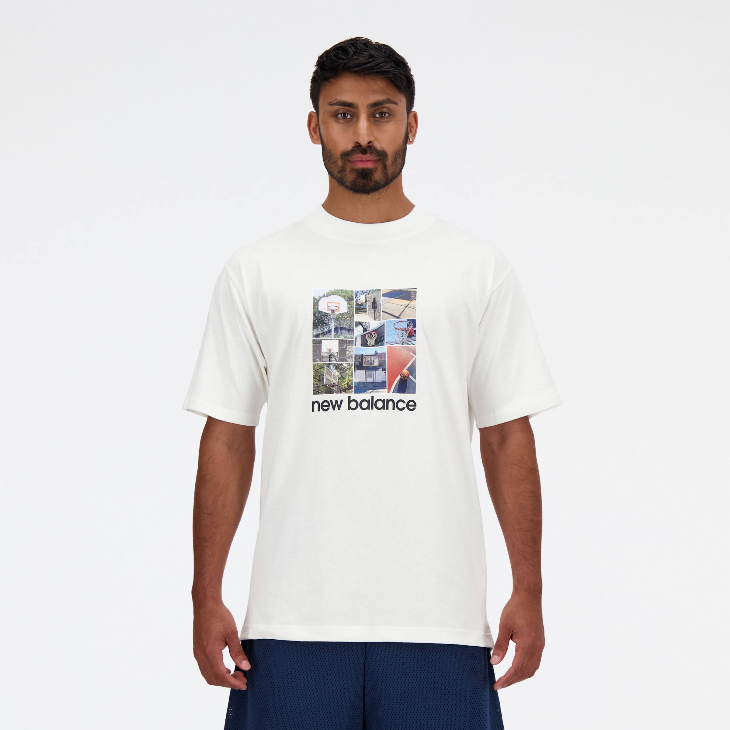 Shop New Balance Men's Hoops Graphic T-shirt In White