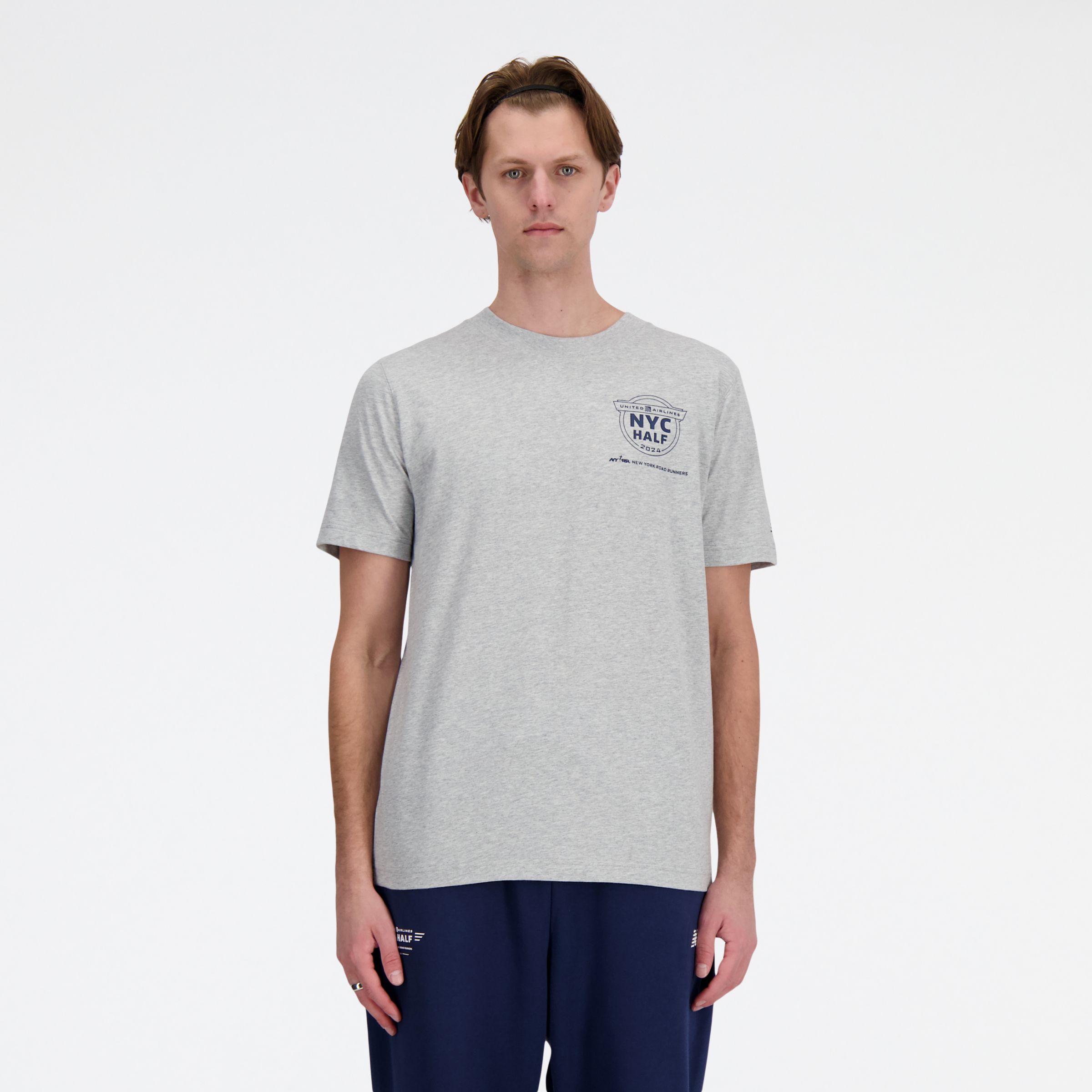 

New Balance Men's United Airlines NYC Half Graphic T-Shirt Grey - Grey