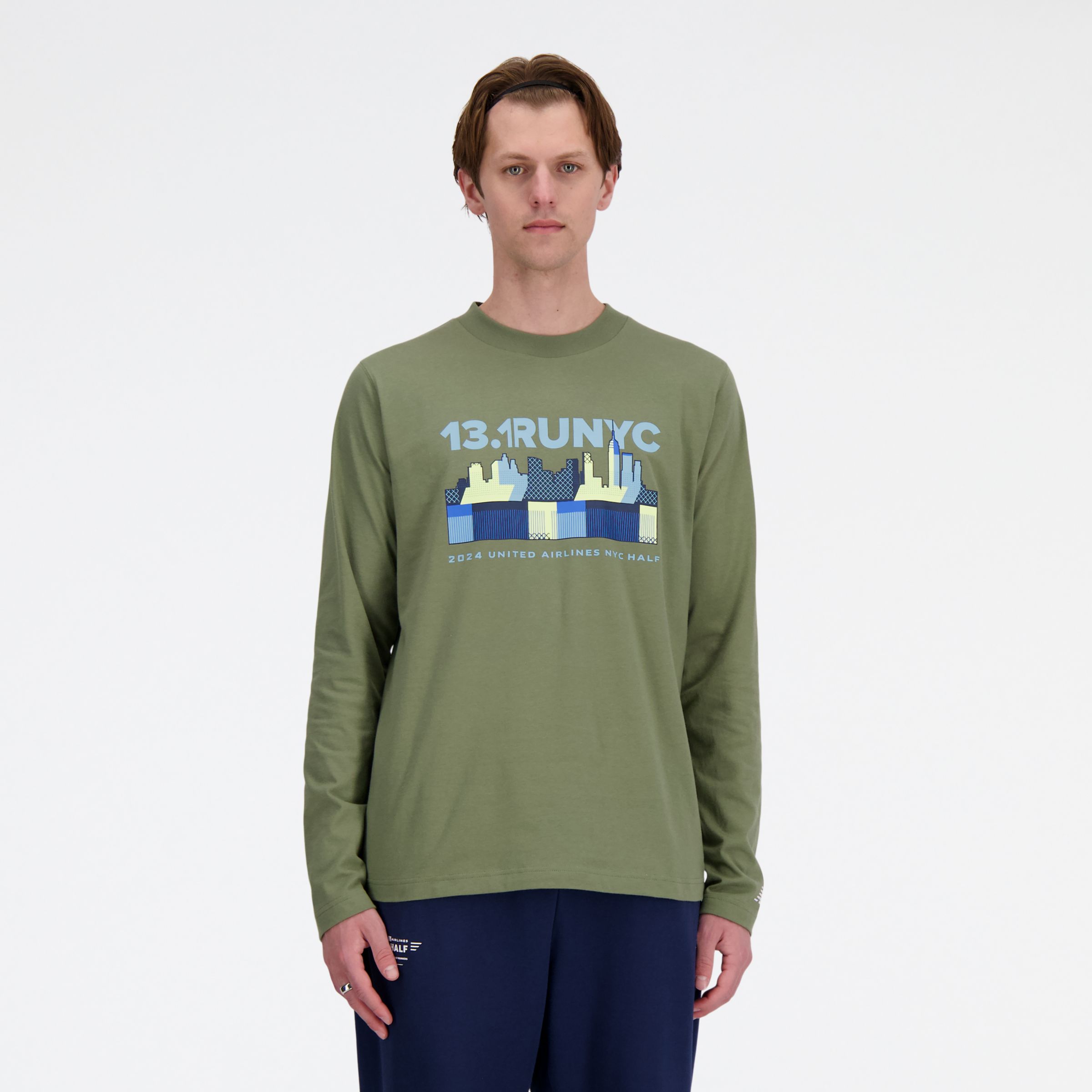 

New Balance Men's United Airlines NYC Half Graphic Long Sleeve Green - Green