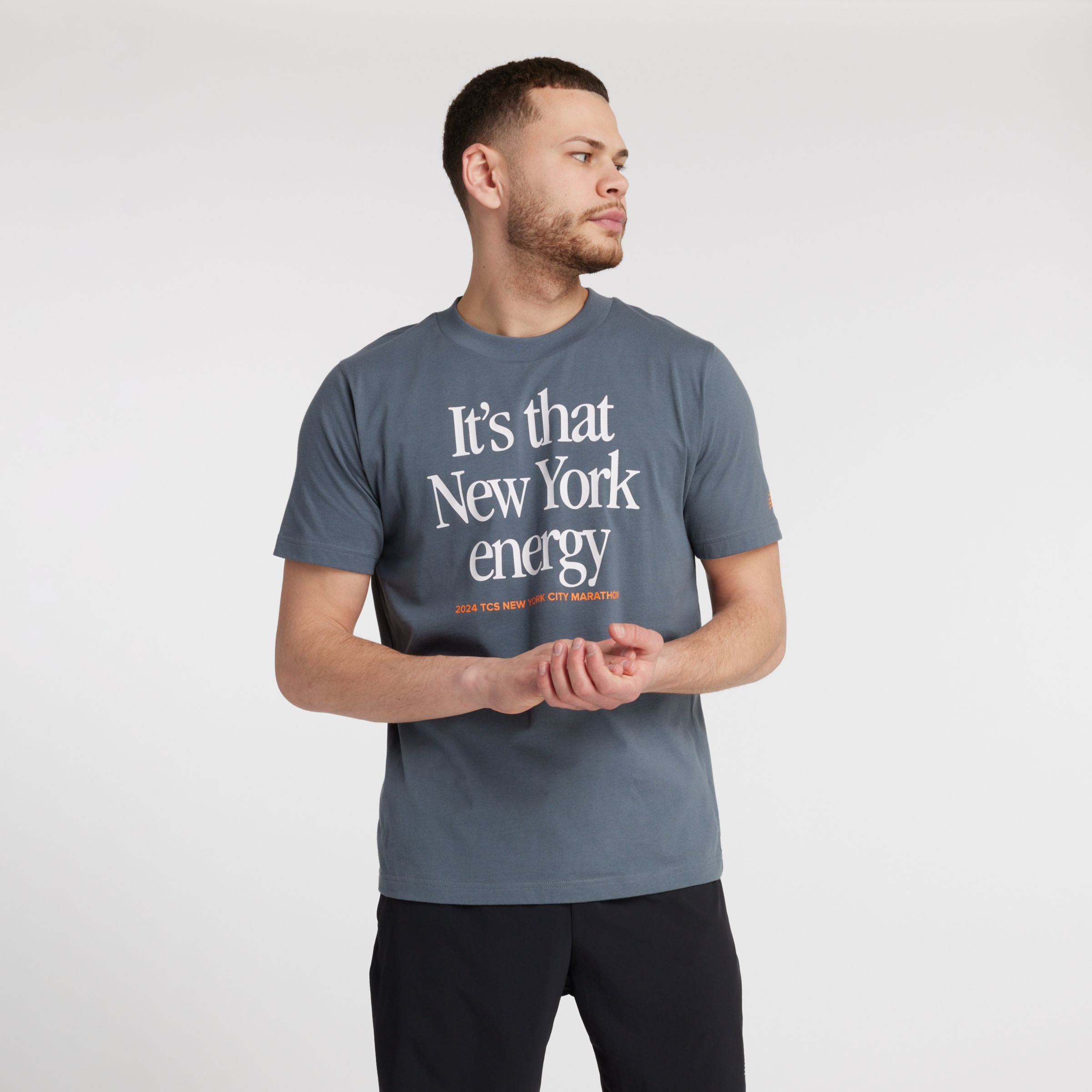 New Balance Men's Tcs New York City Marathon Training Graphic T-shirt In Grey