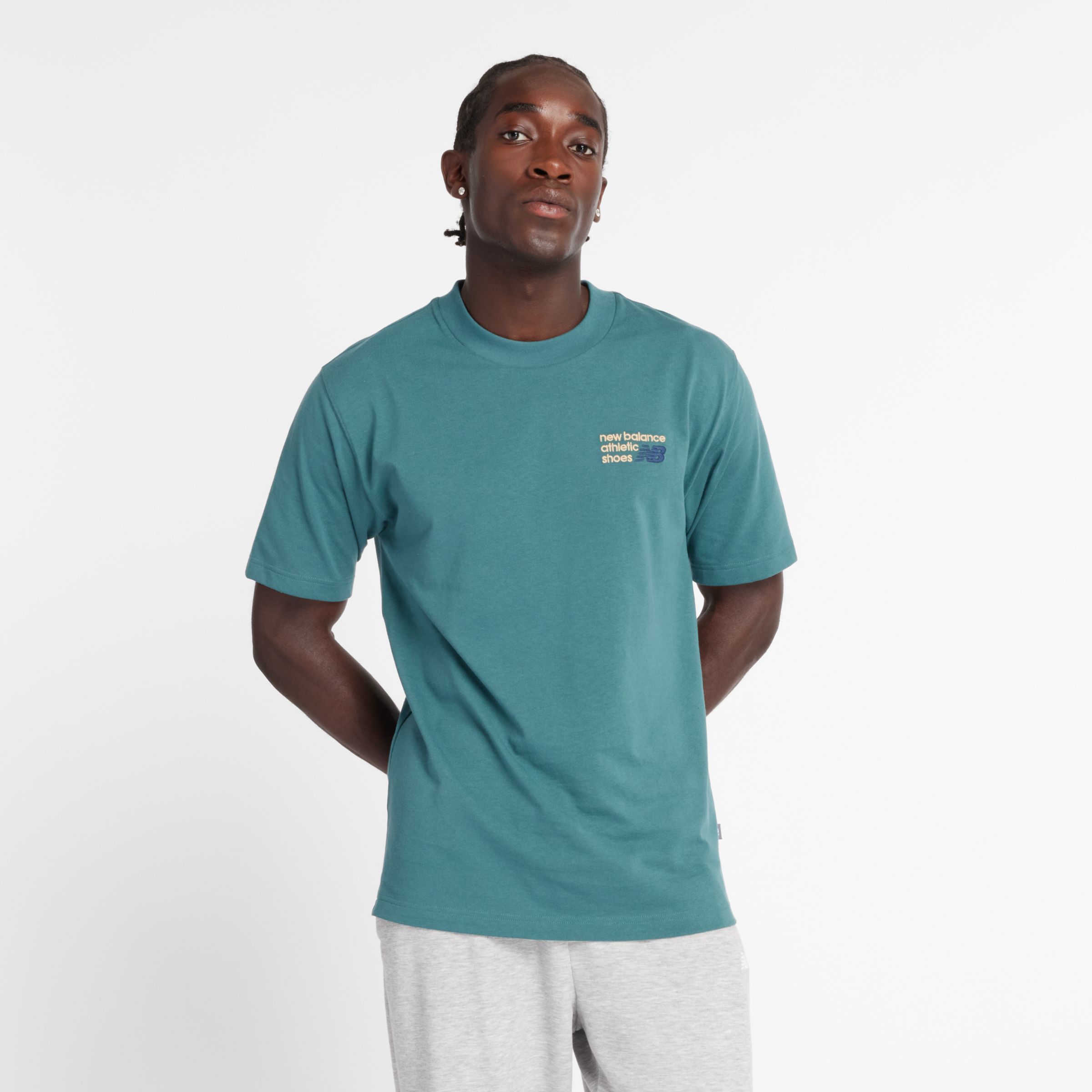 New Balance Uomo Athletics Premium Logo T-Shirt, Cotone, Taglia S