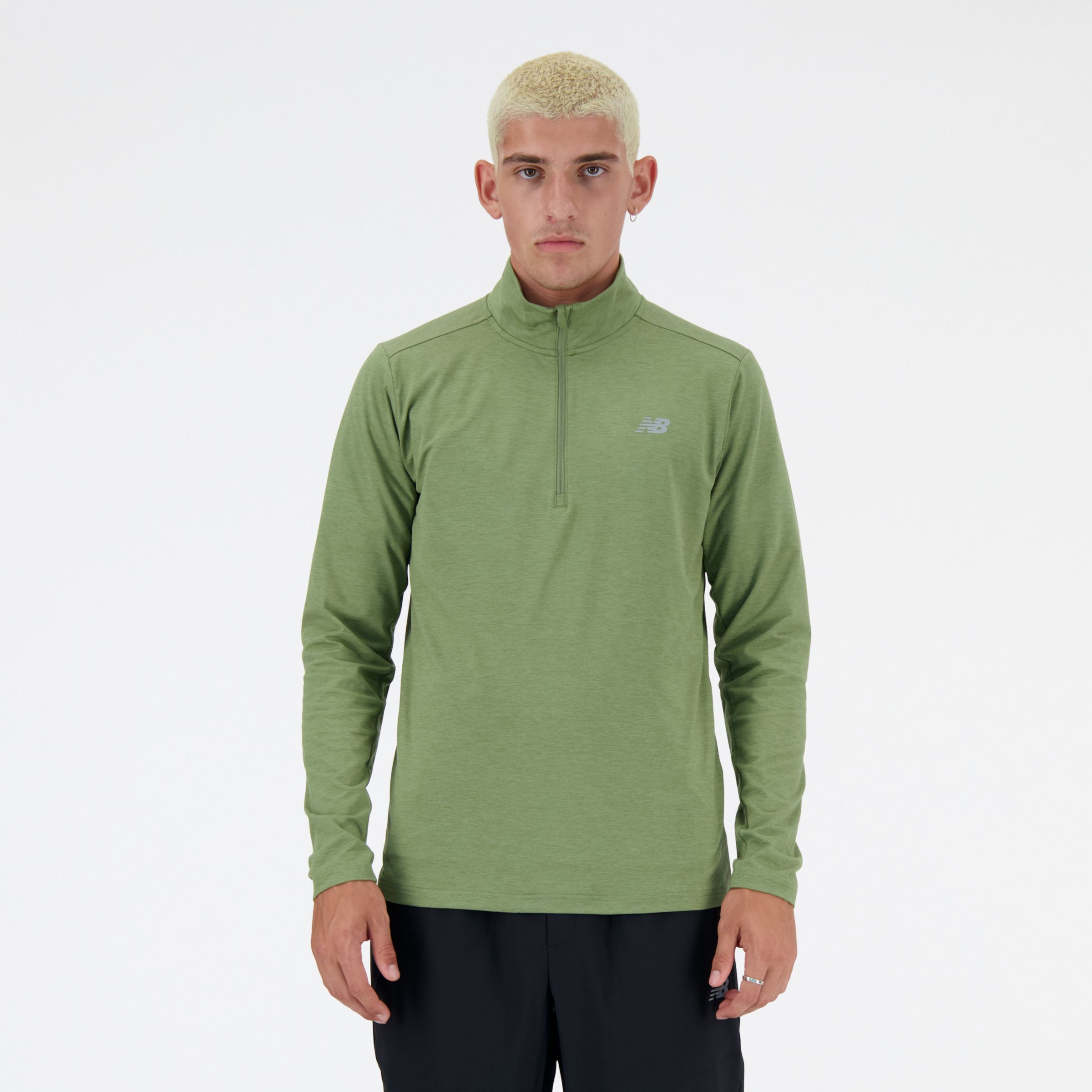 New Balance Men's Space Dye 1/4 Zip Shirt In Green