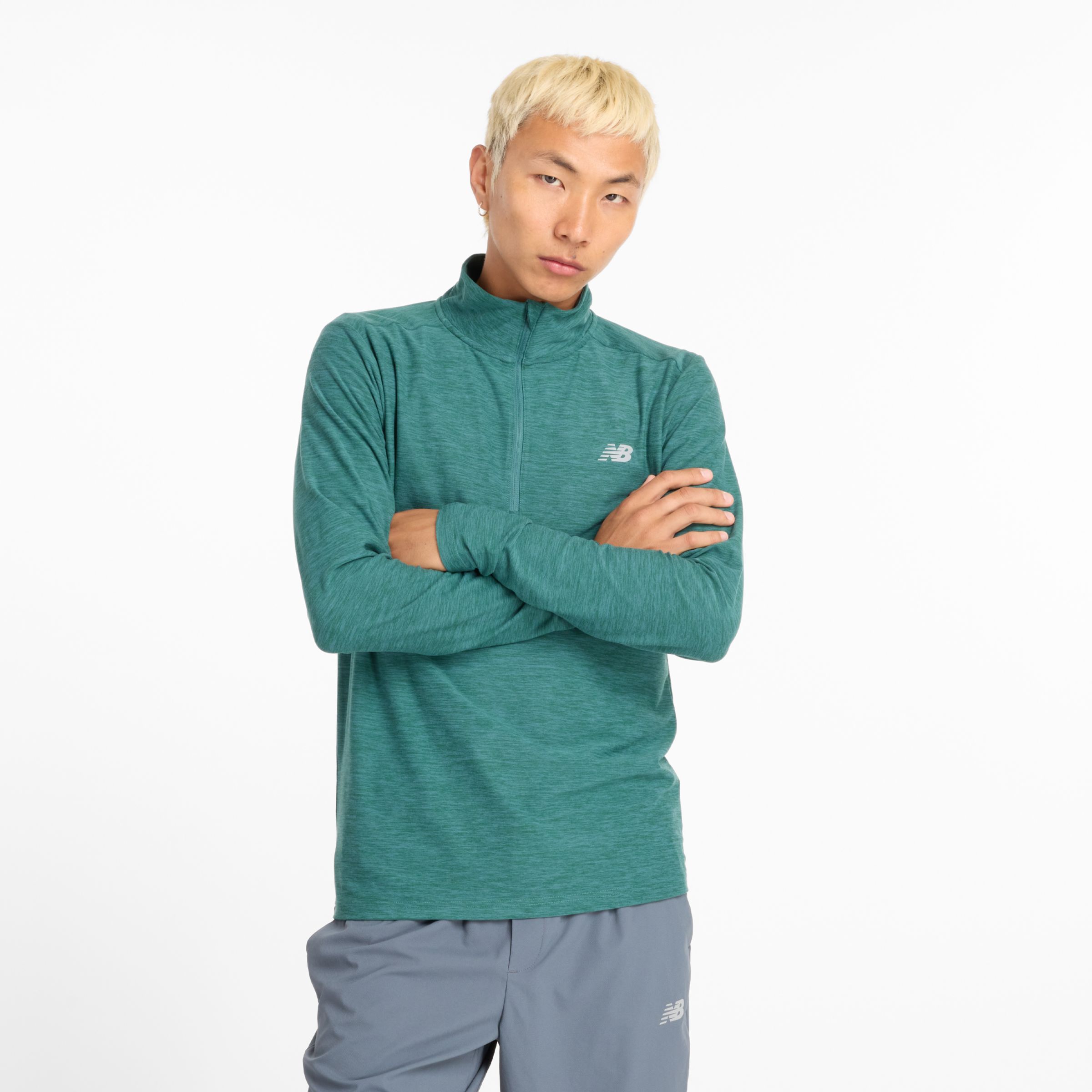 

New Balance Men's Space Dye 1/4 Zip Green - Green