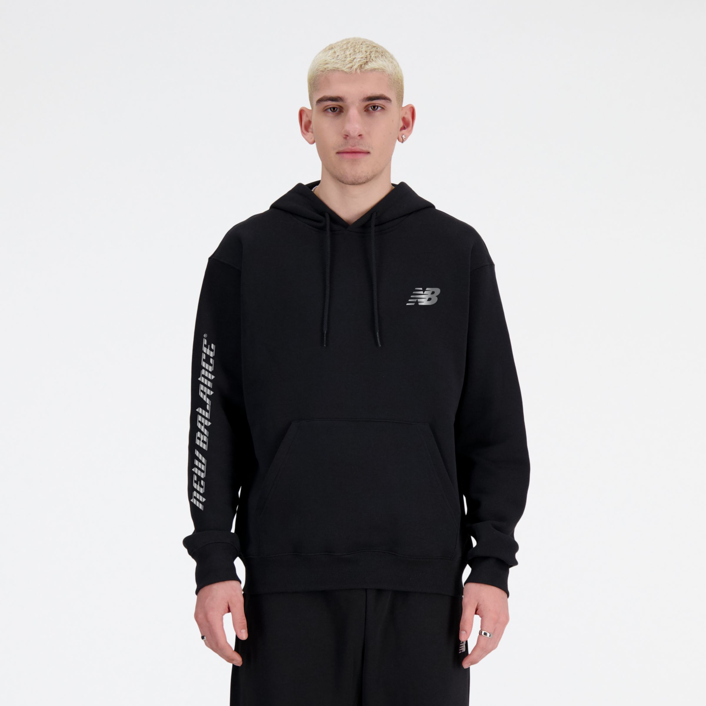 New Balance Men's Reflective Lines Hoodie In Black