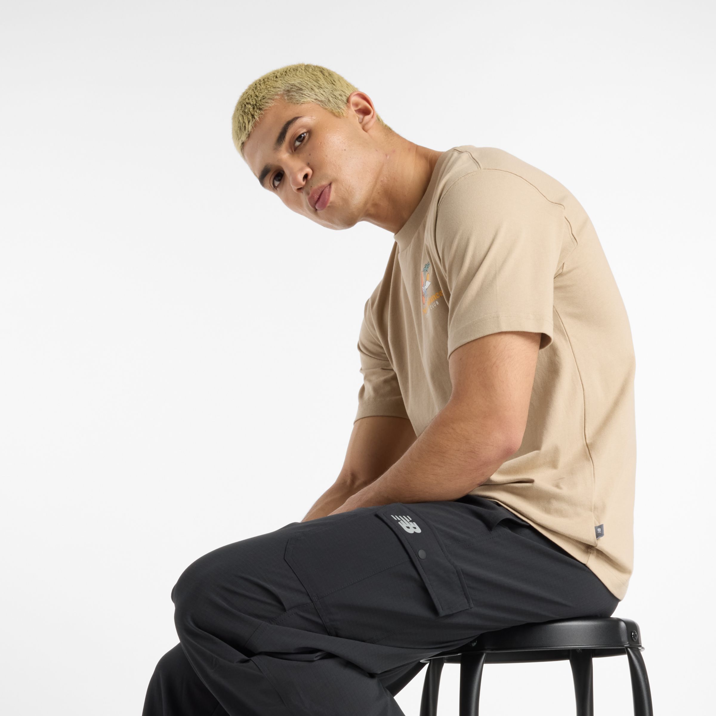 New Balance Men's Paradise T-Shirt in Beige Cotton, size 2X-Large