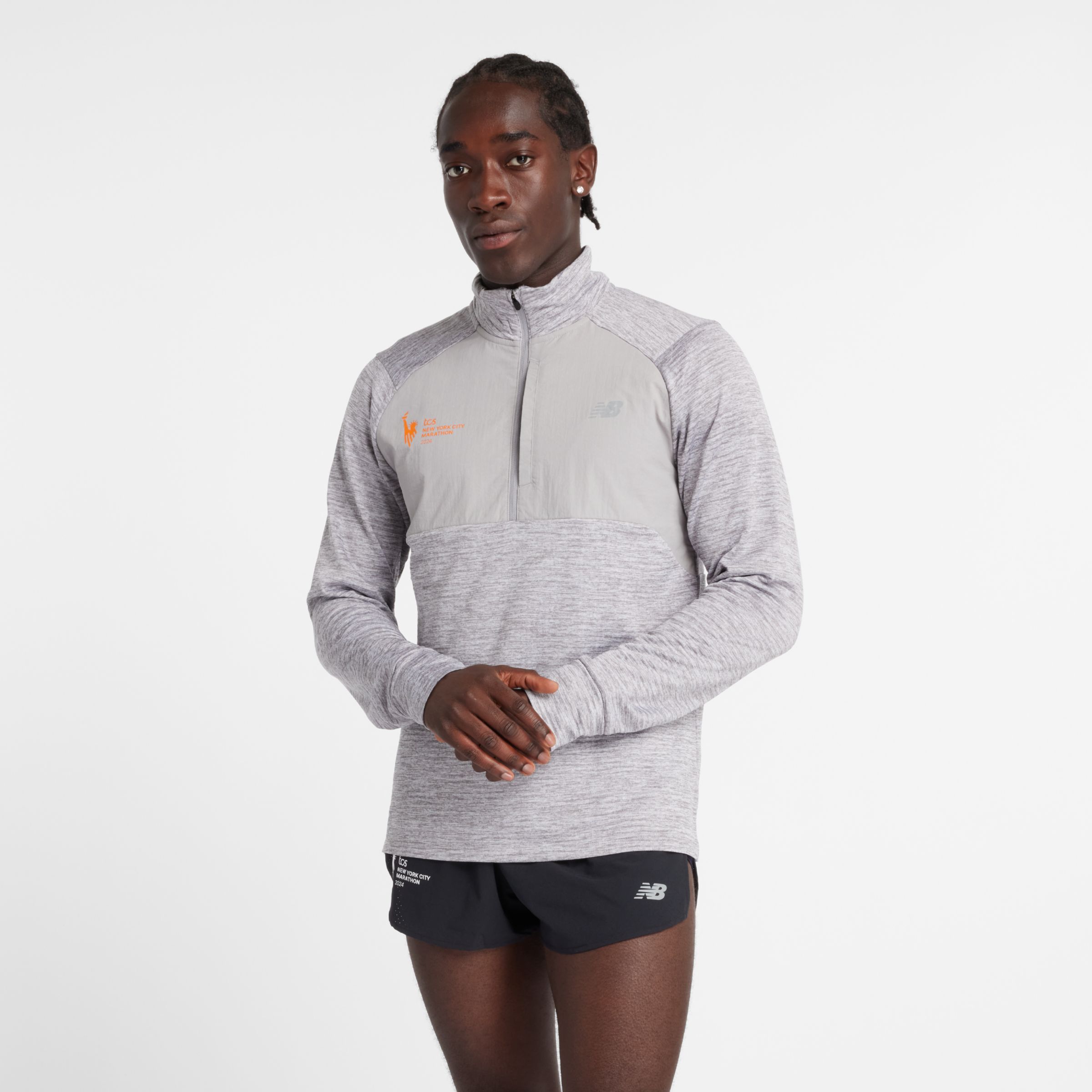 

New Balance Men's NYC Marathon Athletics Heat Grid 1/2 Zip Grey - Grey