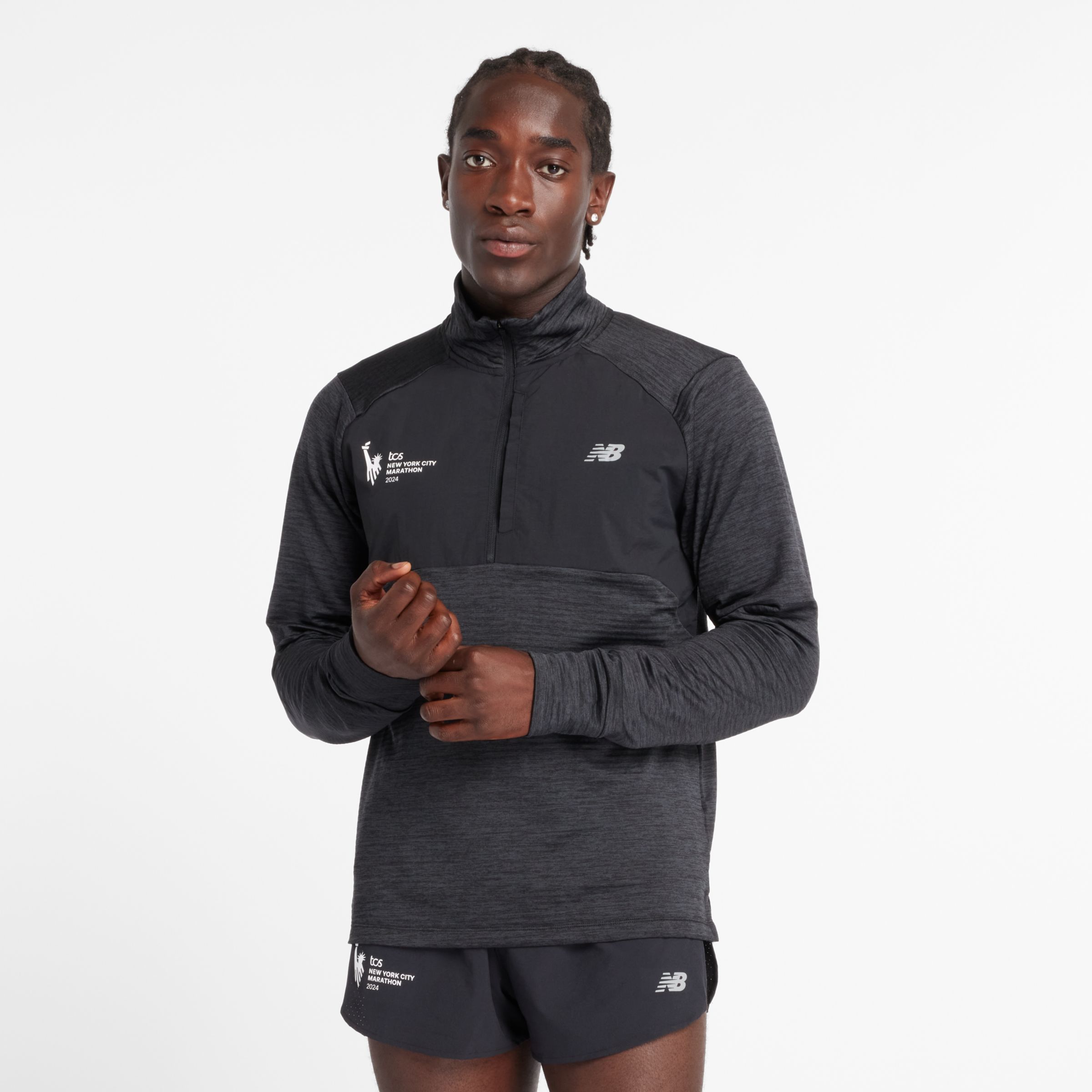 

New Balance Men's NYC Marathon Athletics Heat Grid 1/2 Zip Black - Black