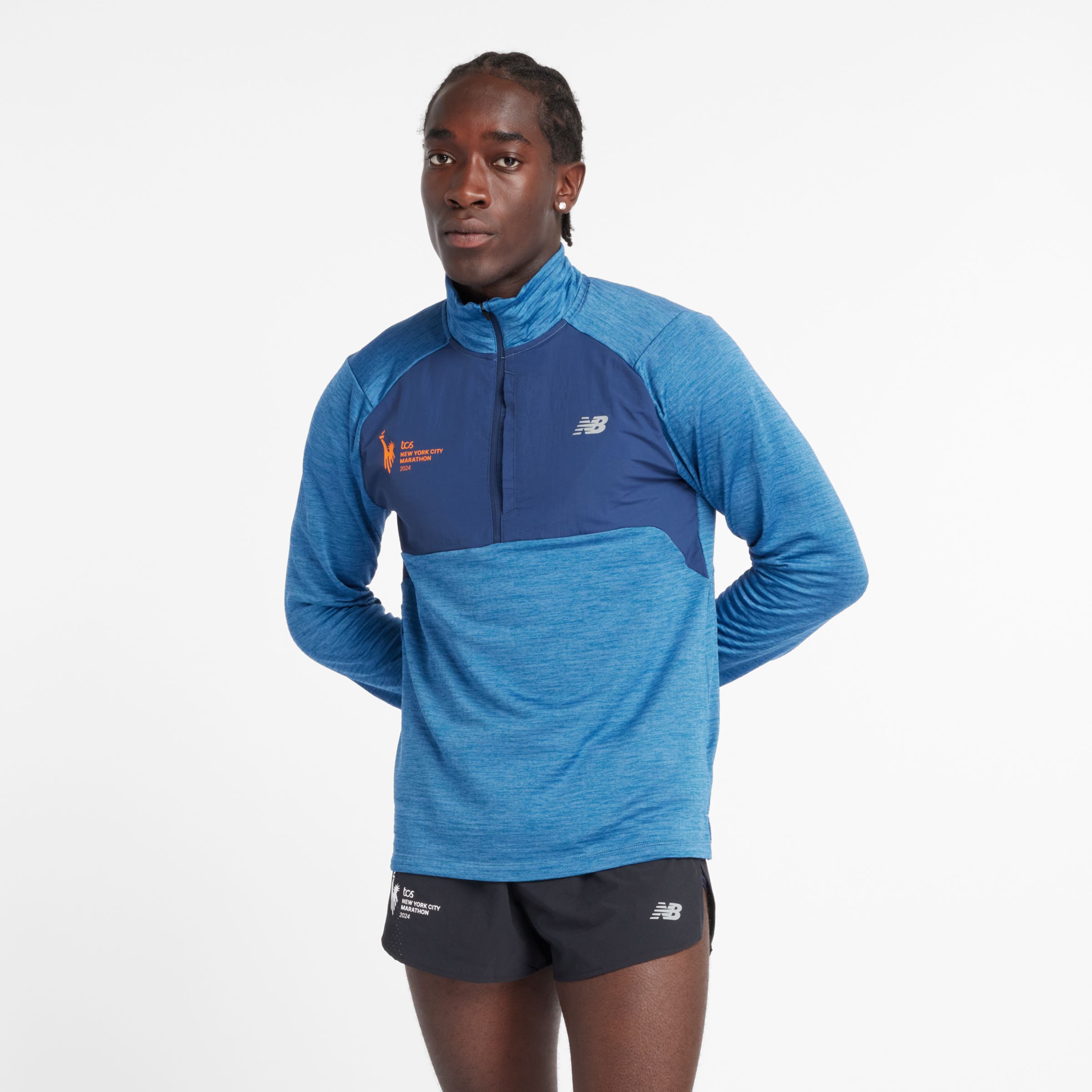 

New Balance Men's NYC Marathon Athletics Heat Grid 1/2 Zip Blue - Blue