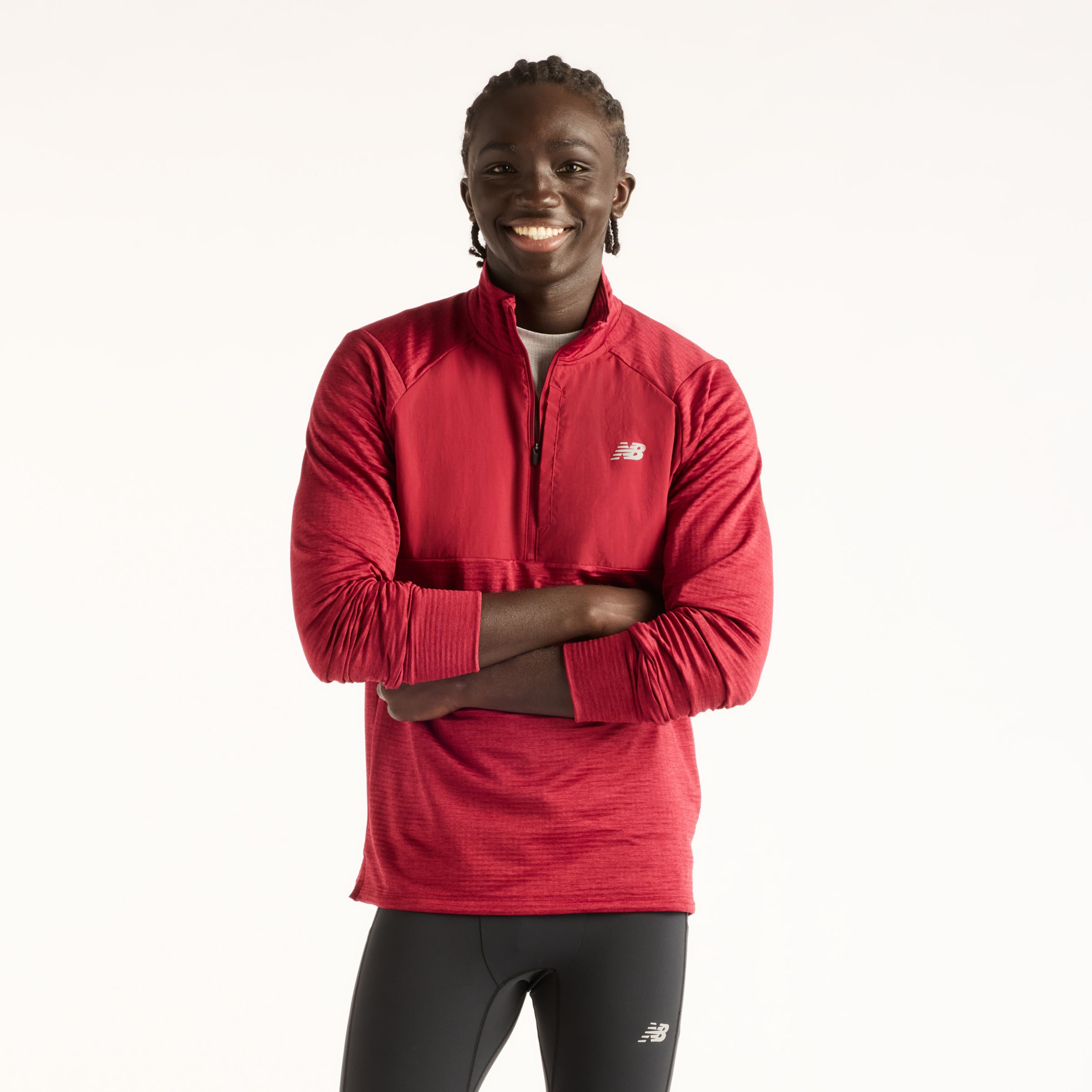 New Balance Men's RC Essential Heat Grid 1/2 Zip - Red (Size XS)